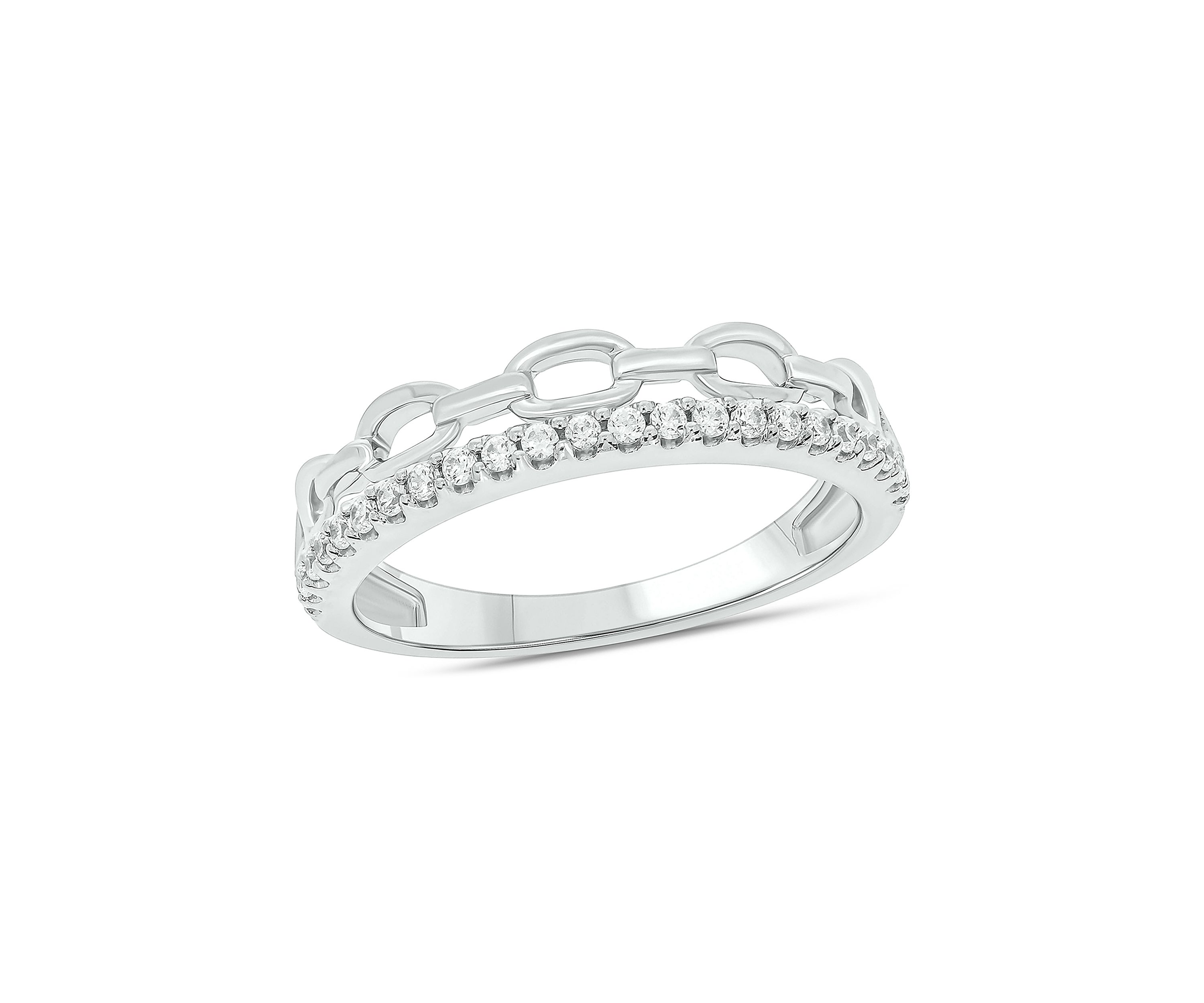 1/5 ct. t.w. Diamond Cuban Band Ring in Sterling Silver