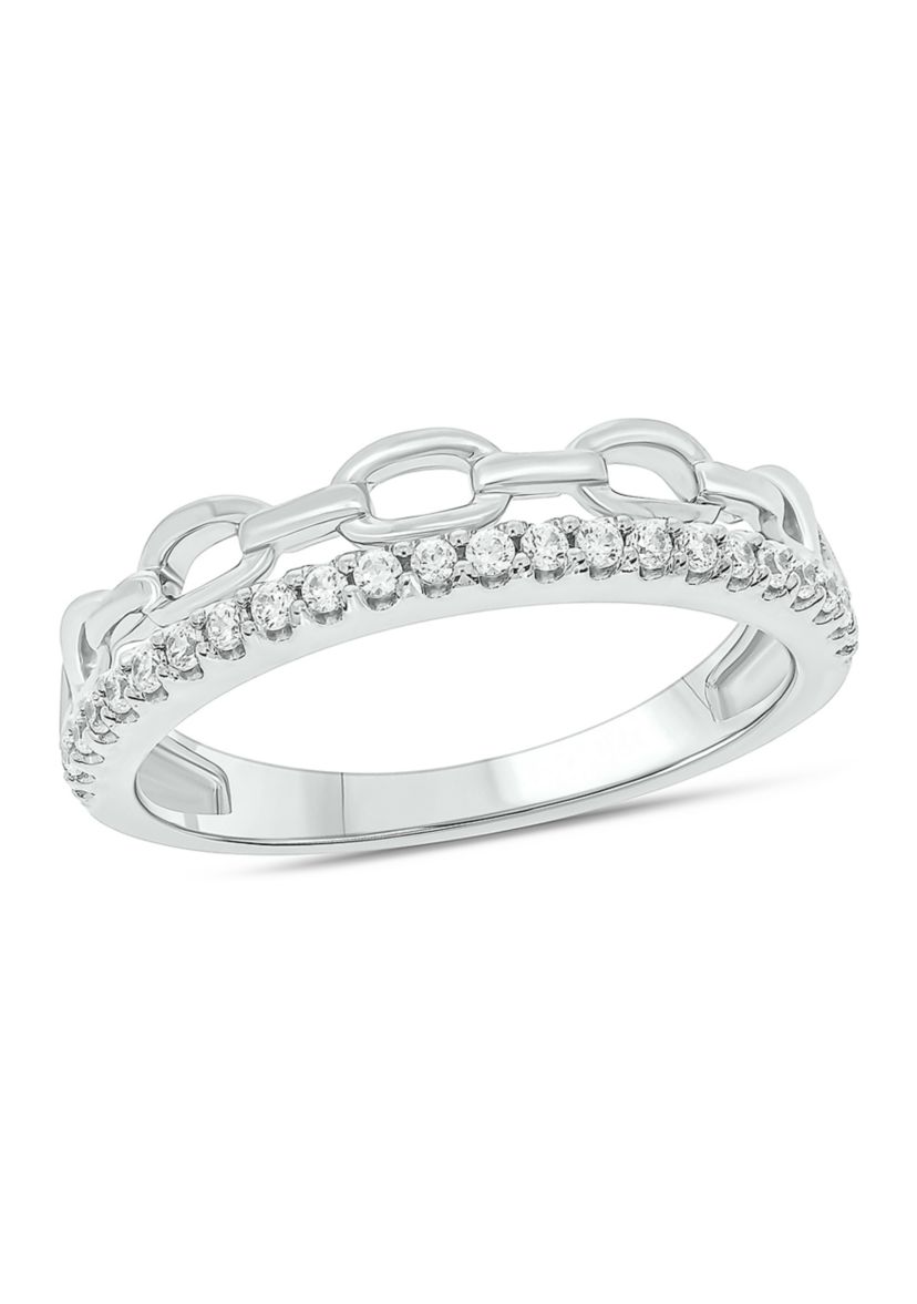 1/5 ct. t.w. Diamond Cuban Band Ring in Sterling Silver
