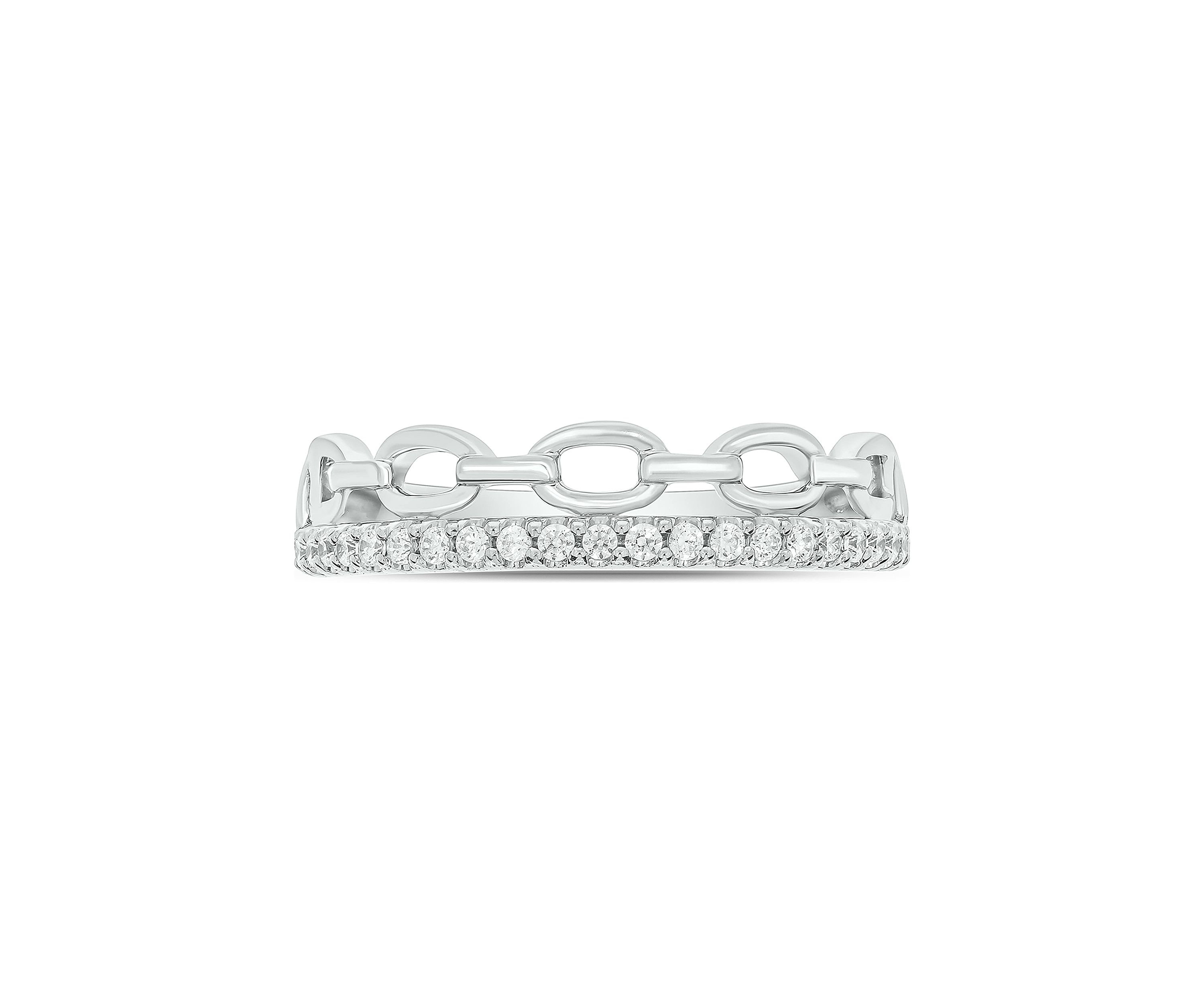 1/5 ct. t.w. Diamond Cuban Band Ring in Sterling Silver