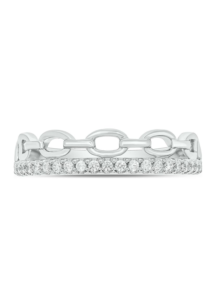 1/5 ct. t.w. Diamond Cuban Band Ring in Sterling Silver