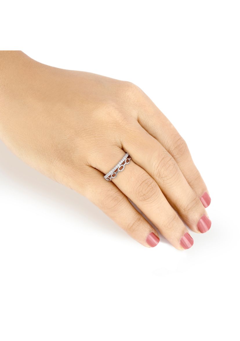 1/5 ct. t.w. Diamond Cuban Band Ring in Sterling Silver