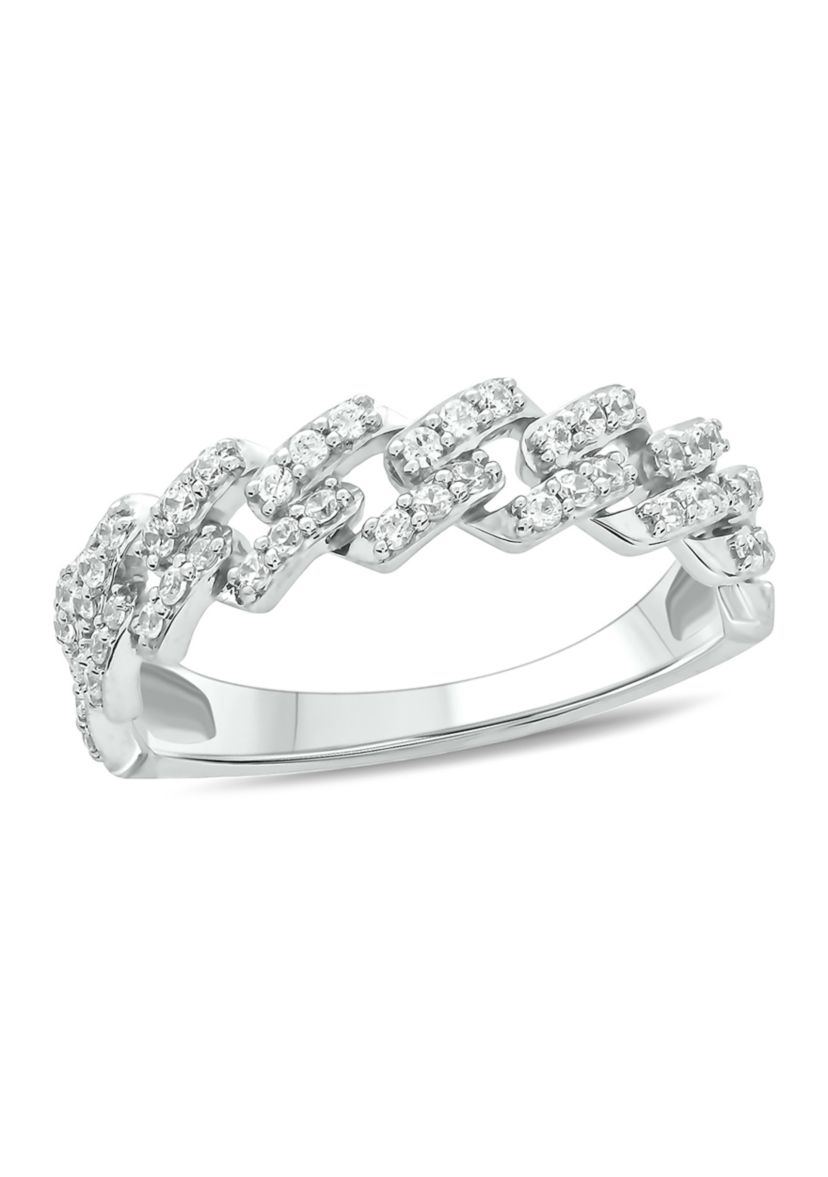 1/3 ct. t.w. Diamond Cuban Band Ring in Sterling Silver