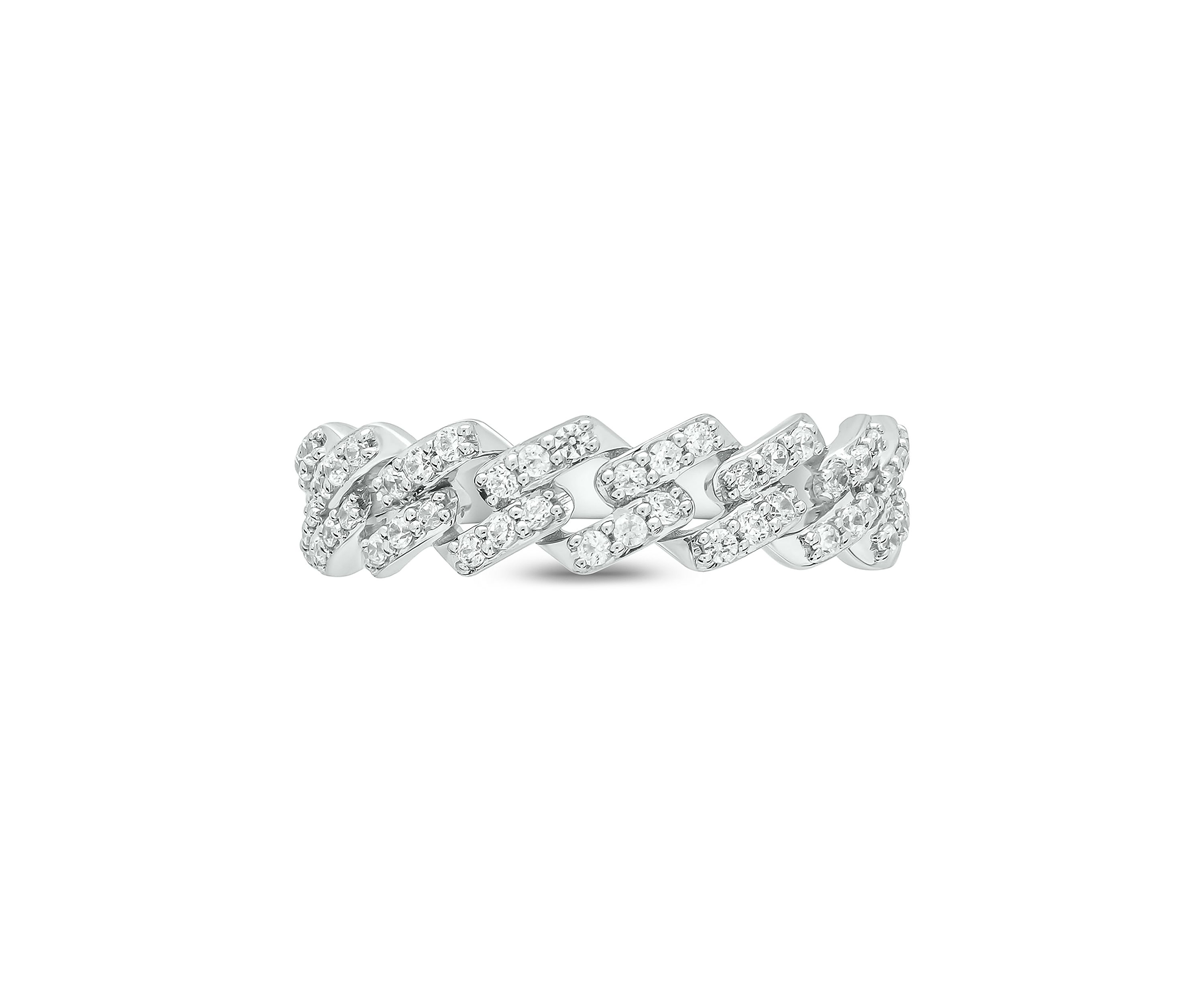 1/3 ct. t.w. Diamond Cuban Band Ring in Sterling Silver