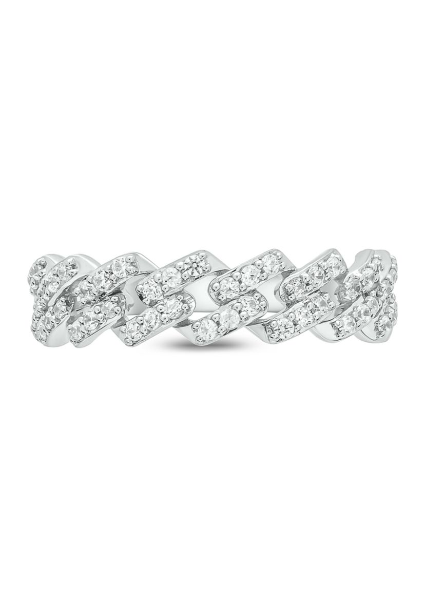1/3 ct. t.w. Diamond Cuban Band Ring in Sterling Silver