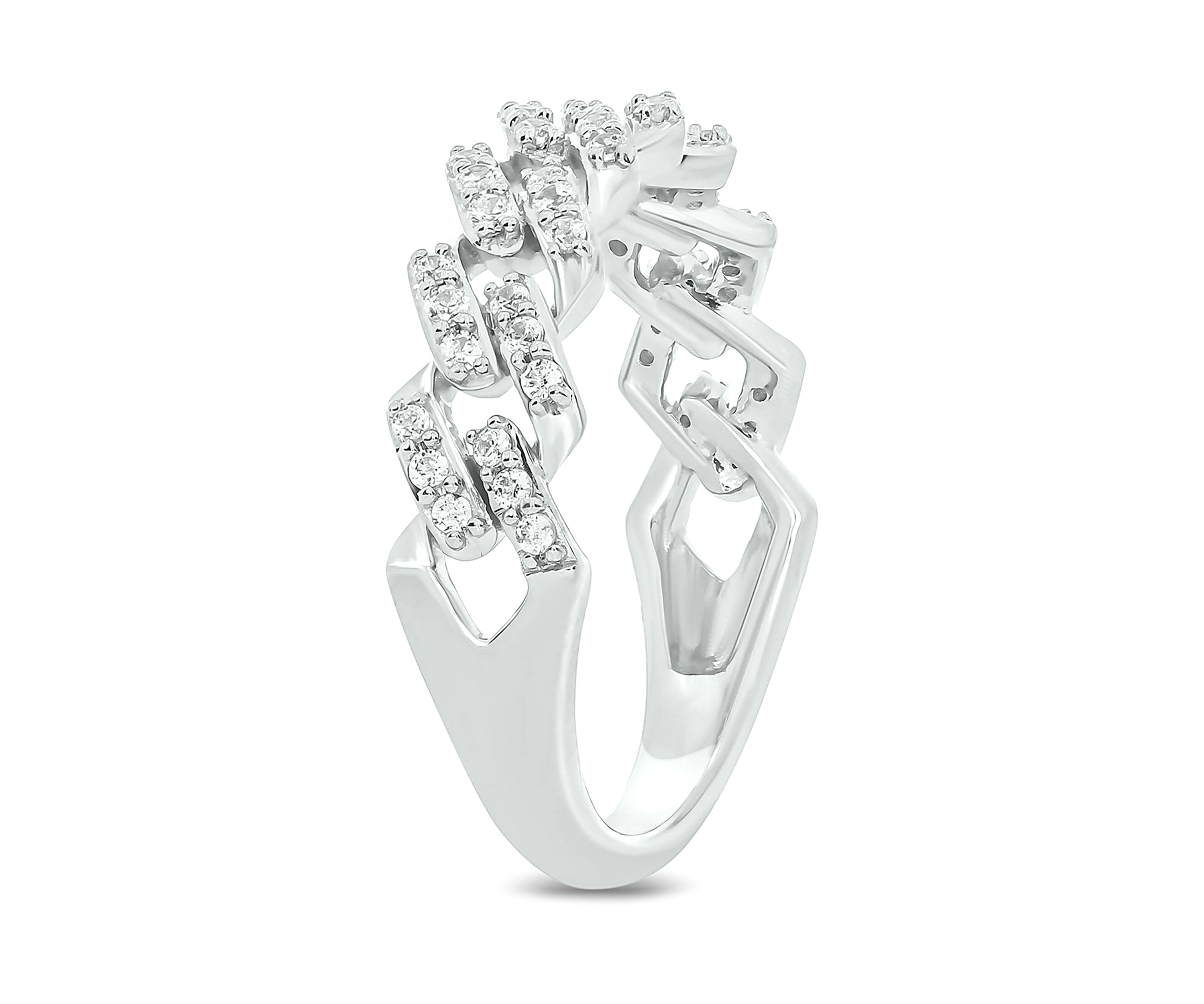 1/3 ct. t.w. Diamond Cuban Band Ring in Sterling Silver