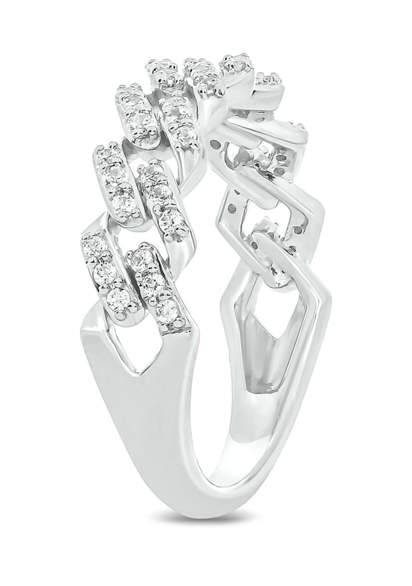 1/3 ct. t.w. Diamond Cuban Band Ring in Sterling Silver