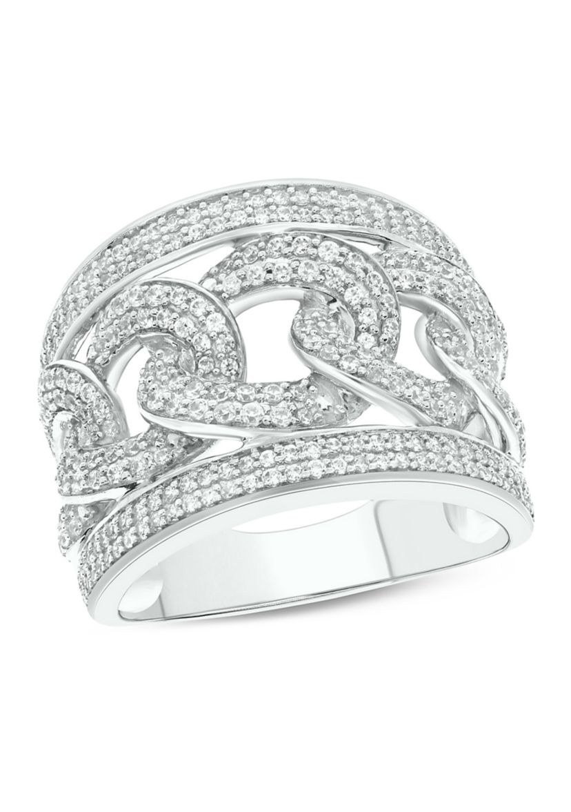1 ct. t.w. Diamond Cuban Band Ring in Sterling Silver