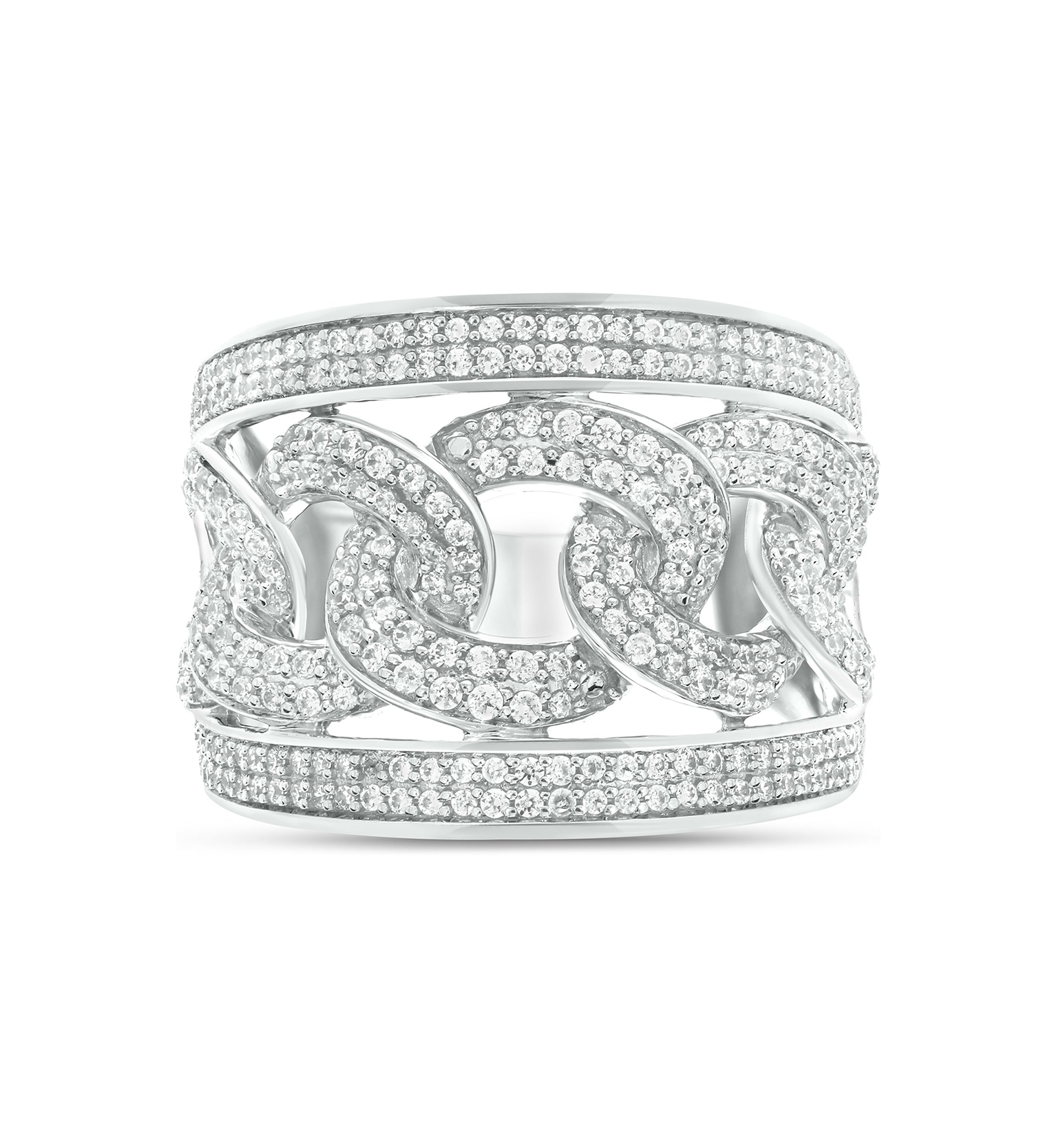1 ct. t.w. Diamond Cuban Band Ring in Sterling Silver