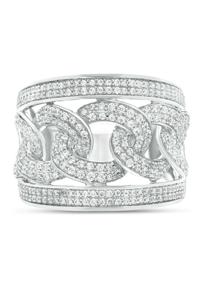 1 ct. t.w. Diamond Cuban Band Ring in Sterling Silver