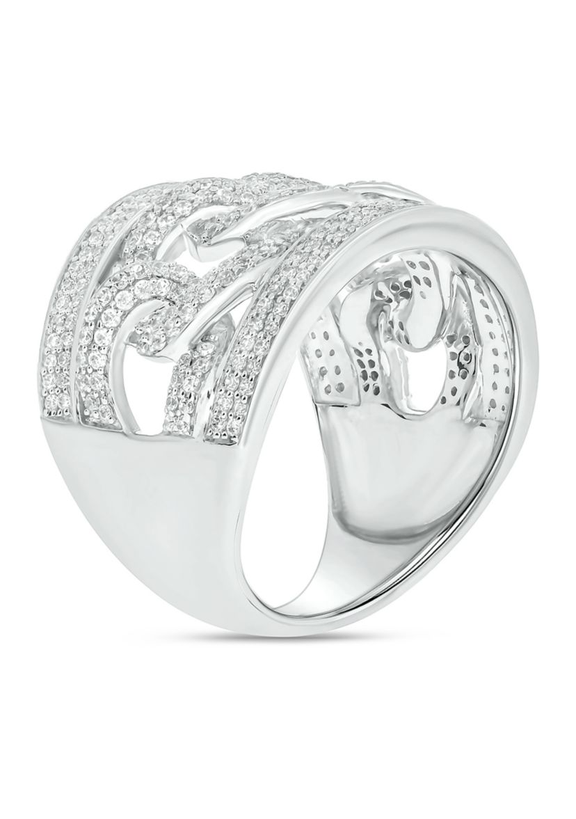 1 ct. t.w. Diamond Cuban Band Ring in Sterling Silver