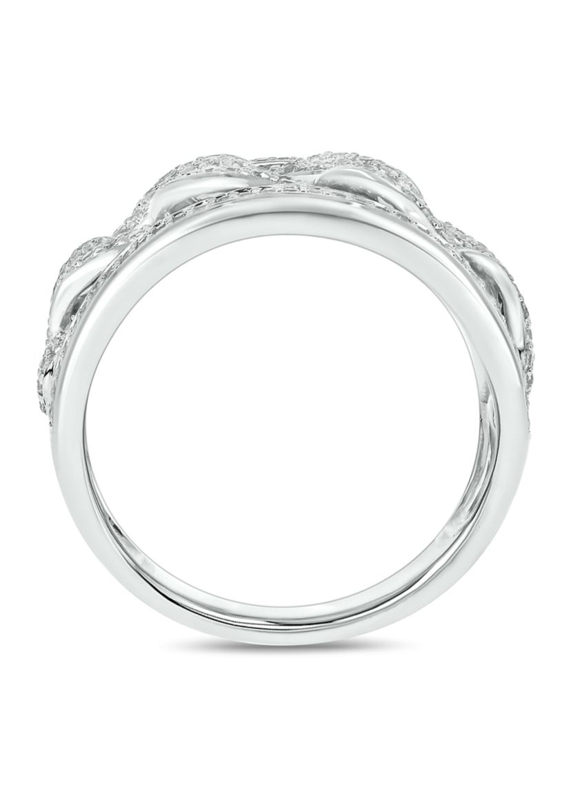 1 ct. t.w. Diamond Cuban Band Ring in Sterling Silver