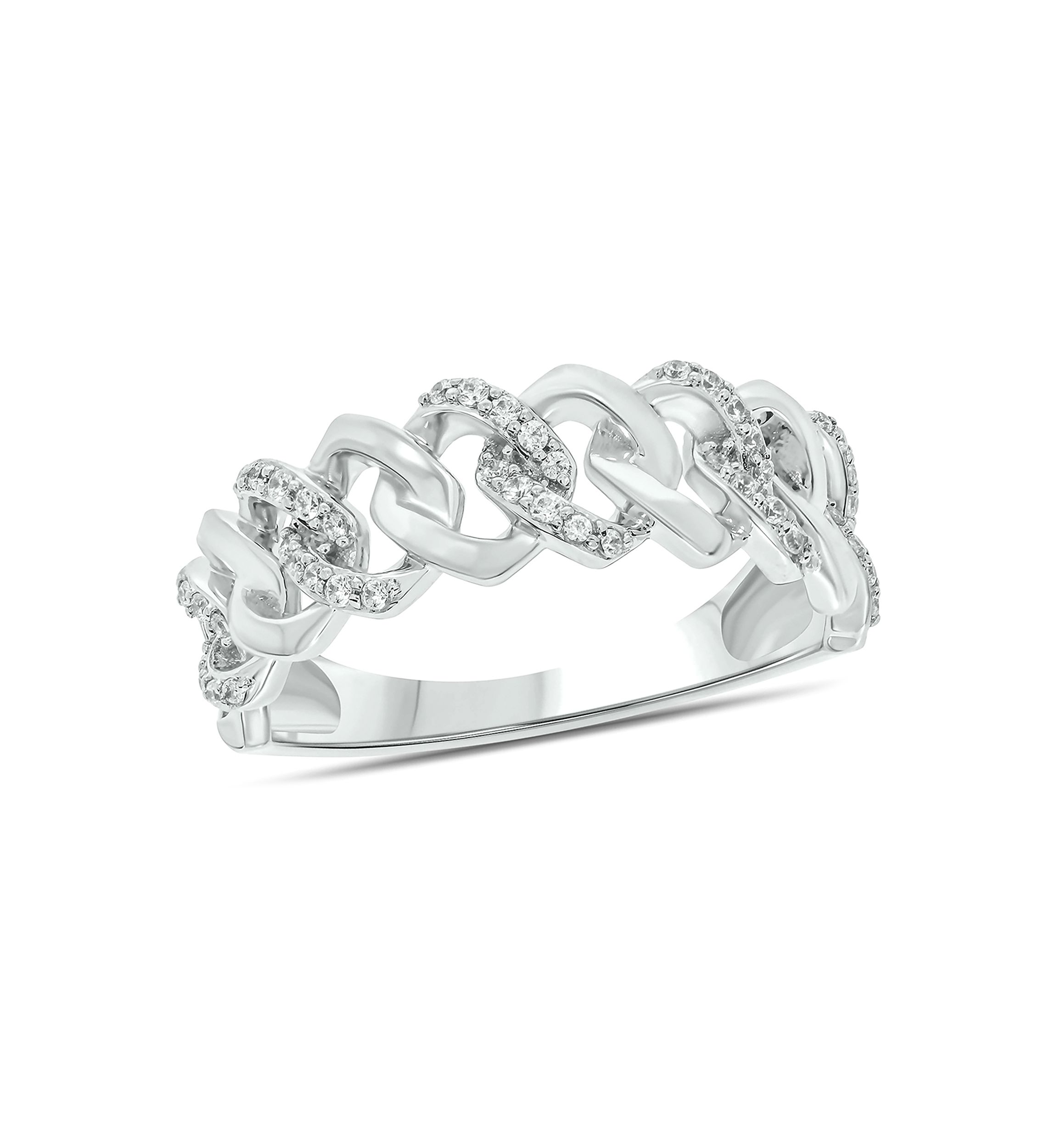 Belk & Co. 1/5 ct. t.w. Diamond Cuban Band Ring in Sterling Silver | Belk