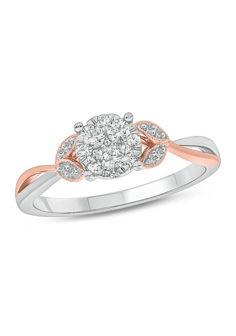 1/3 ct. t.w. Diamond Promise Ring in 10k Rose Gold and White Gold