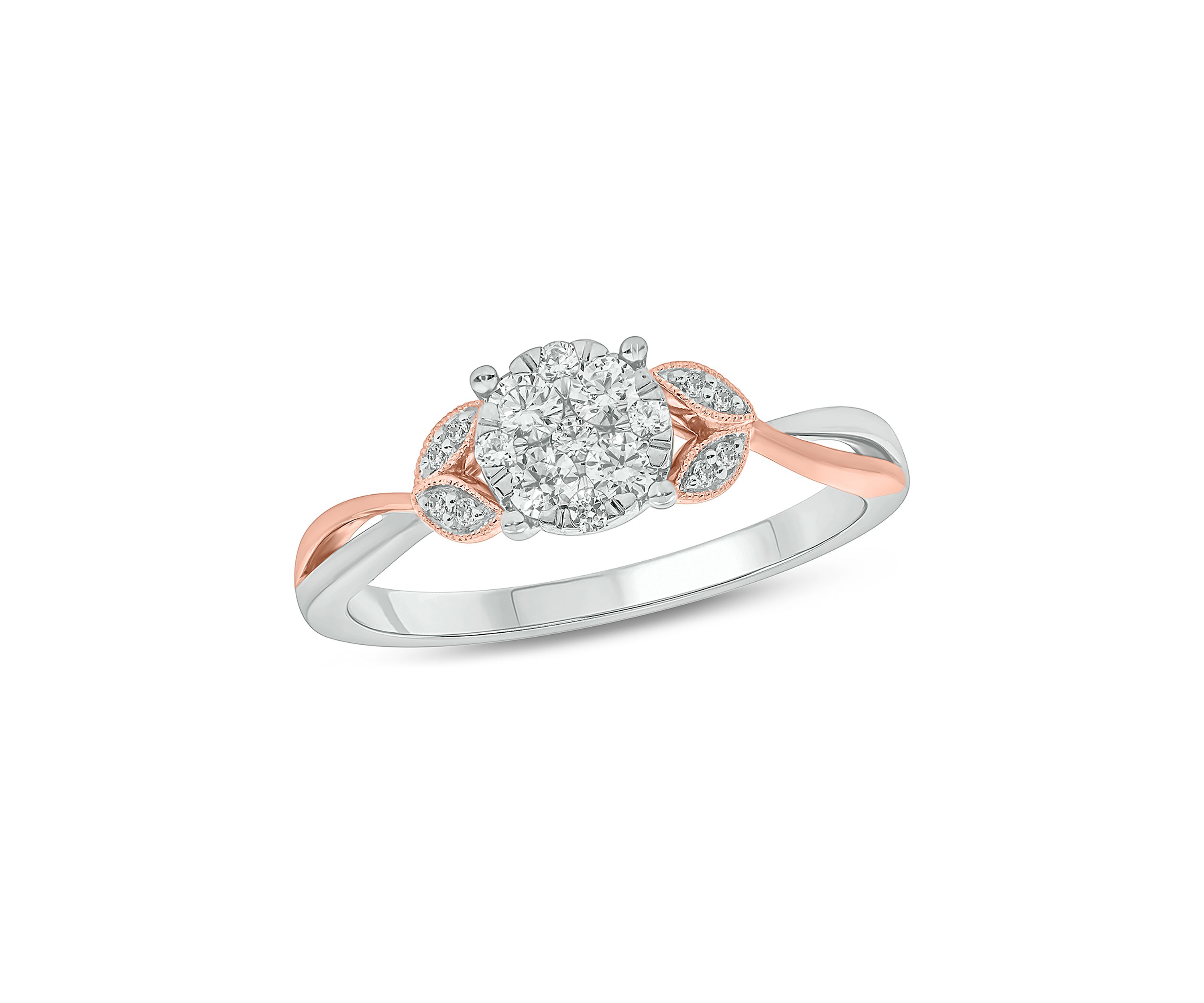 1/3 ct. t.w. Diamond Promise Ring in 10k Rose Gold and White Gold