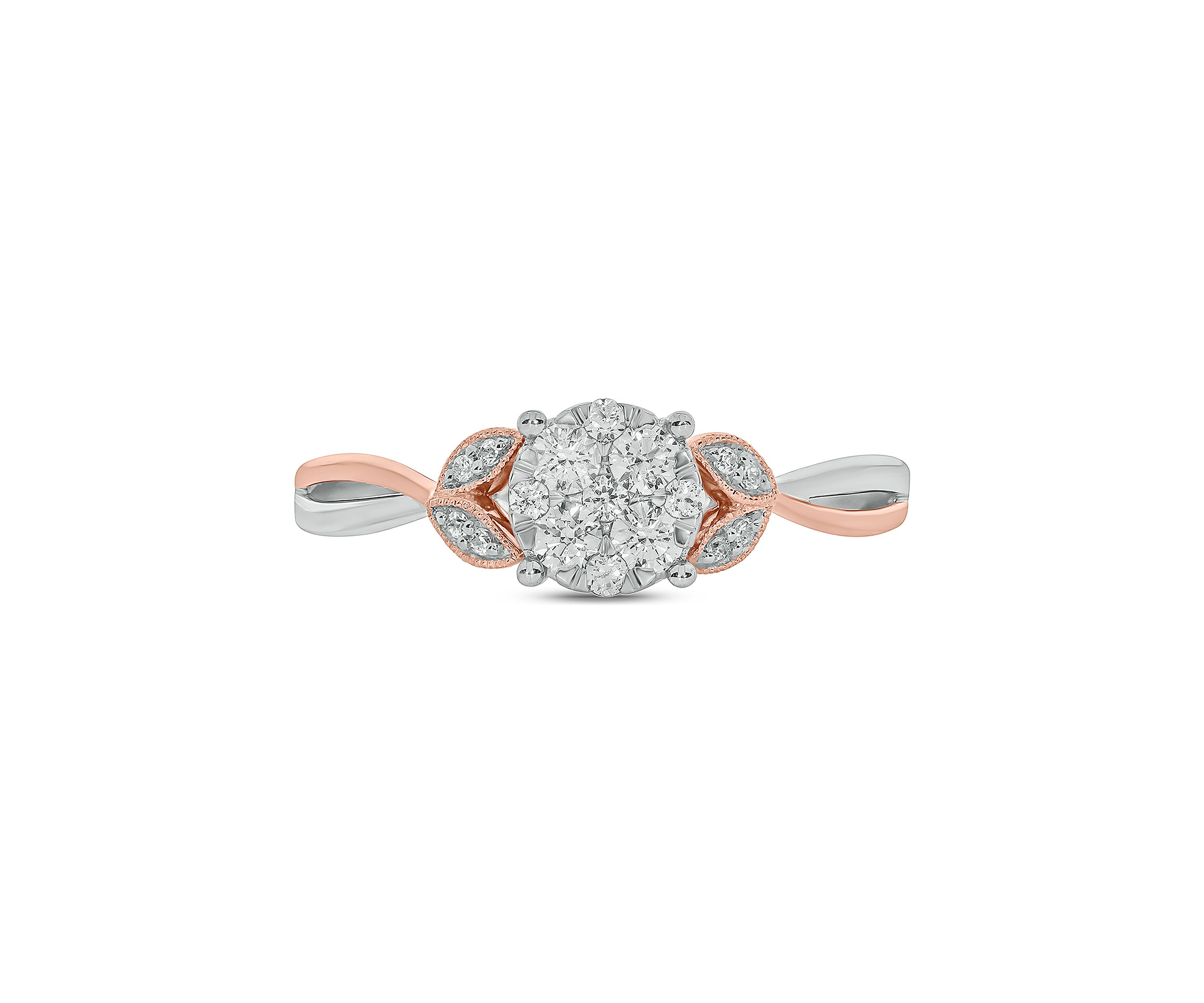 1/3 ct. t.w. Diamond Promise Ring in 10k Rose Gold and White Gold