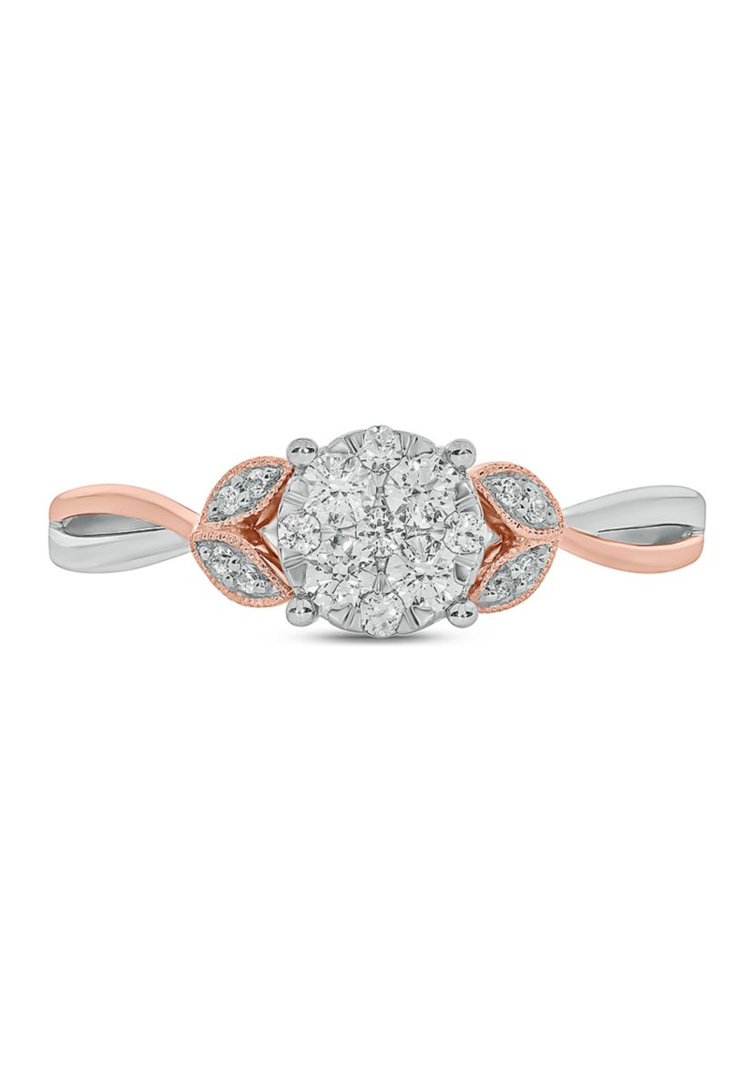 1/3 ct. t.w. Diamond Promise Ring in 10k Rose Gold and White Gold