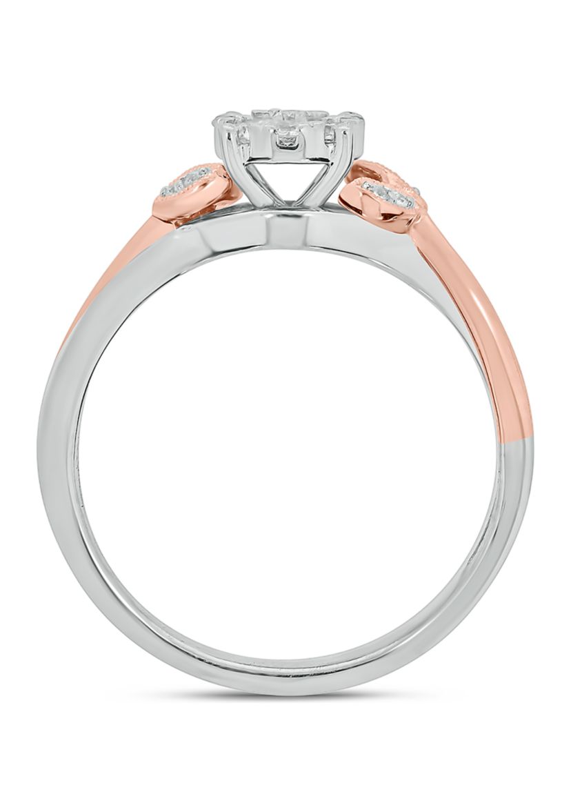 1/3 ct. t.w. Diamond Promise Ring in 10k Rose Gold and White Gold