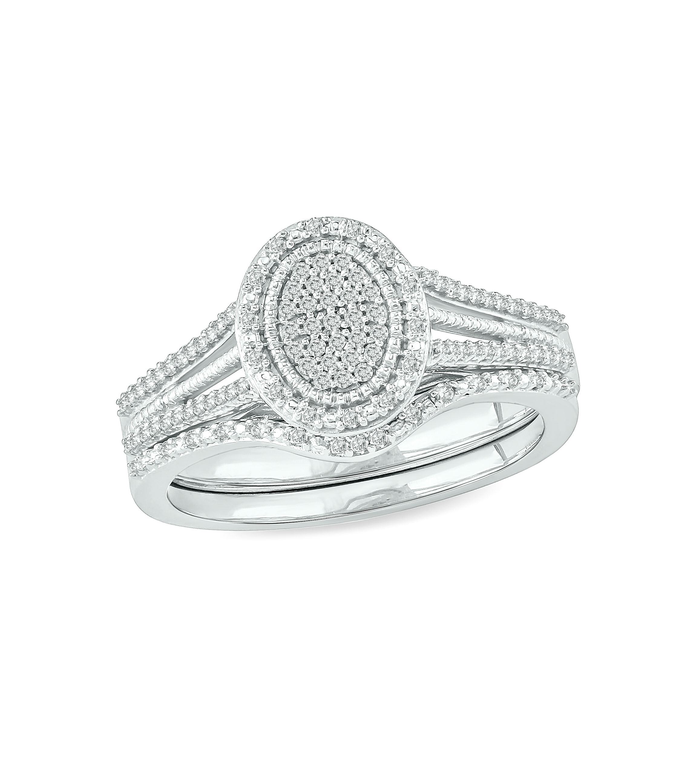 1/5 ct. t.w. Diamond Bridal Ring in Sterling Silver