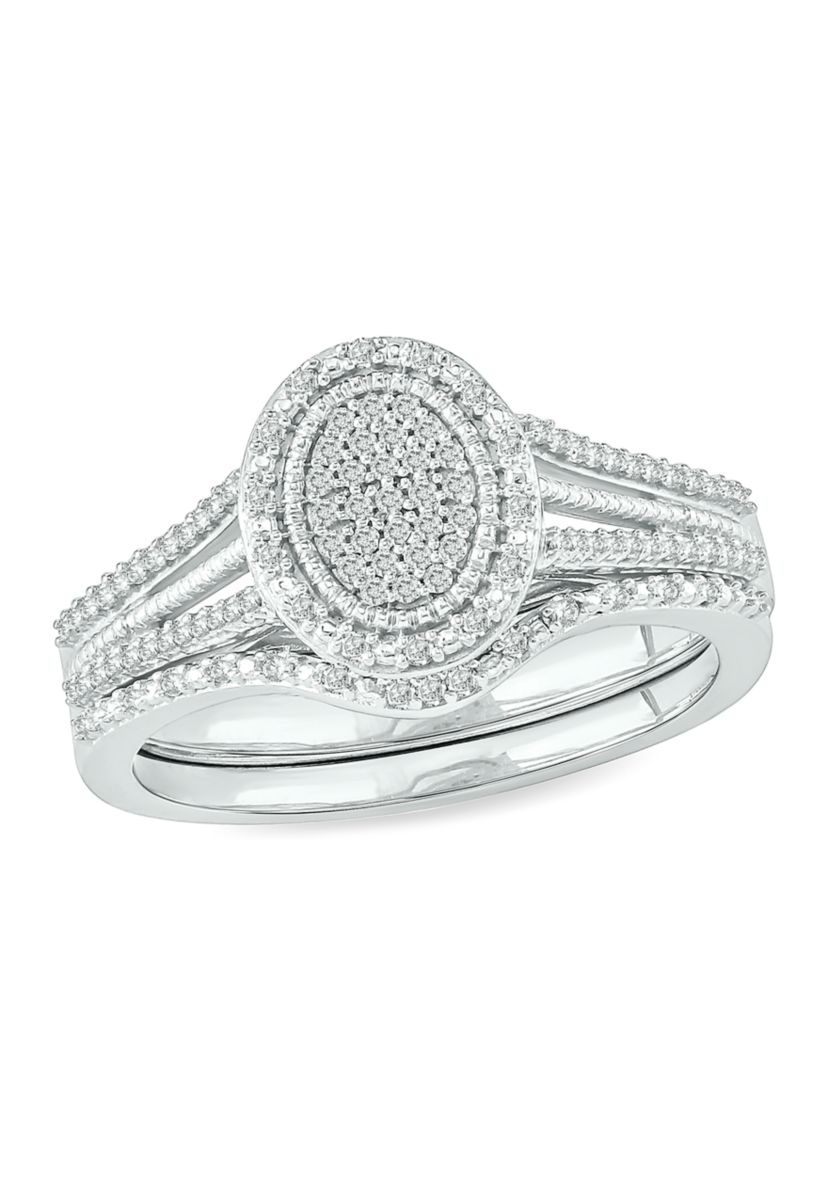 1/5 ct. t.w. Diamond Bridal Ring in Sterling Silver