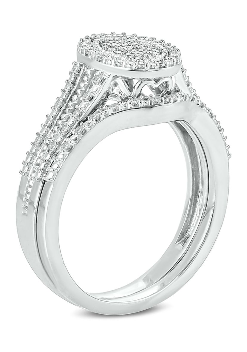 1/5 ct. t.w. Diamond Bridal Ring in Sterling Silver