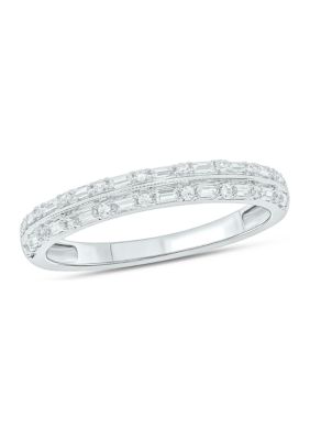 Belk & Co 1/5 Ct. T.w. Baguette Round White Diamond Anniversary Band In 14K White Gold