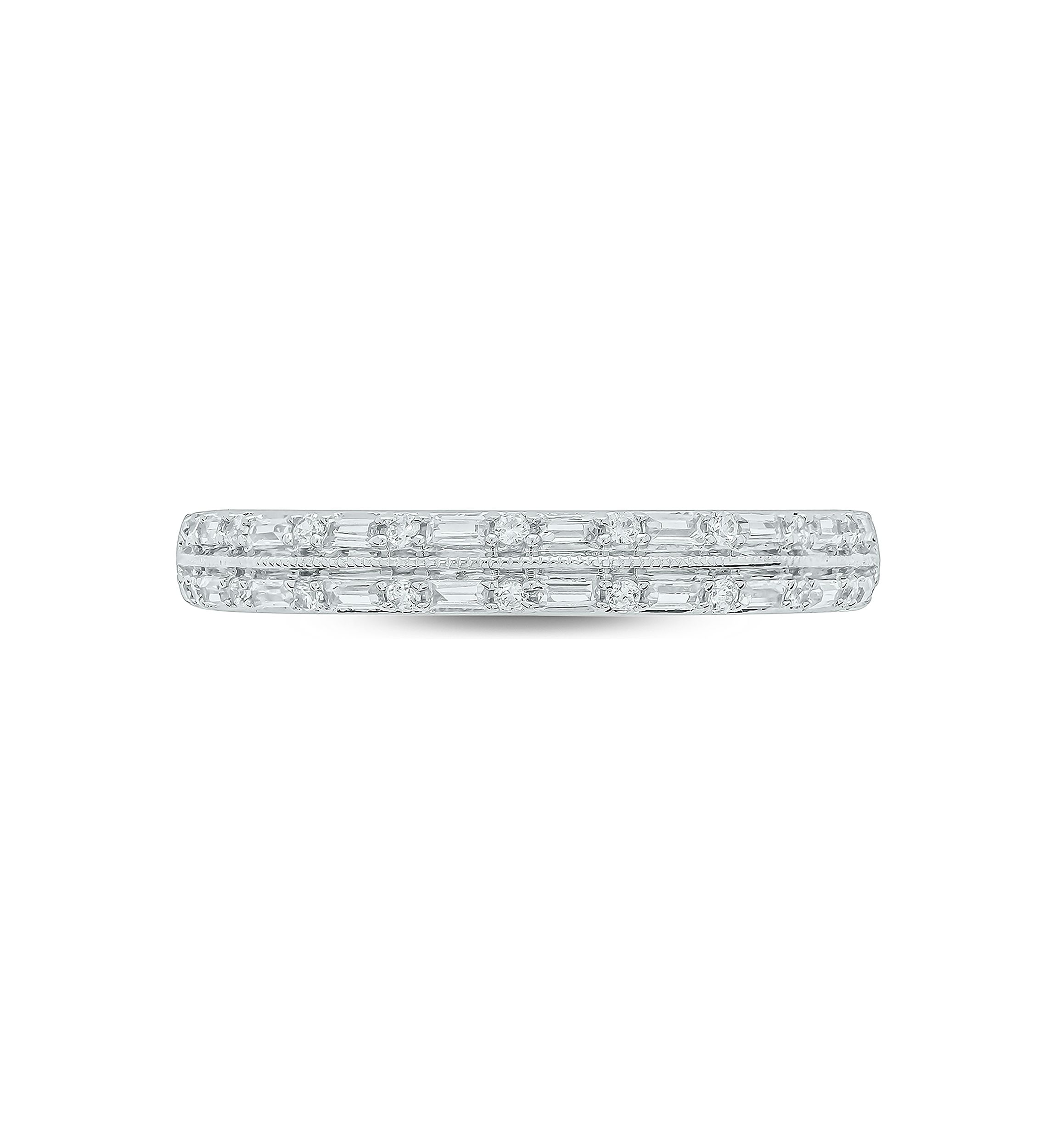 1/5 ct. t.w. Baguette Round White Diamond Anniversary Band in 14K White Gold 