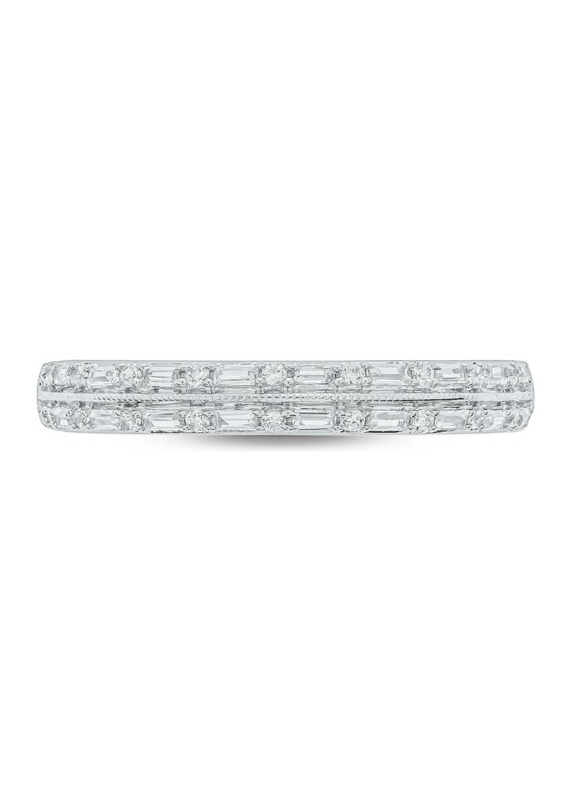 1/5 ct. t.w. Baguette Round White Diamond Anniversary Band in 14K White Gold 
