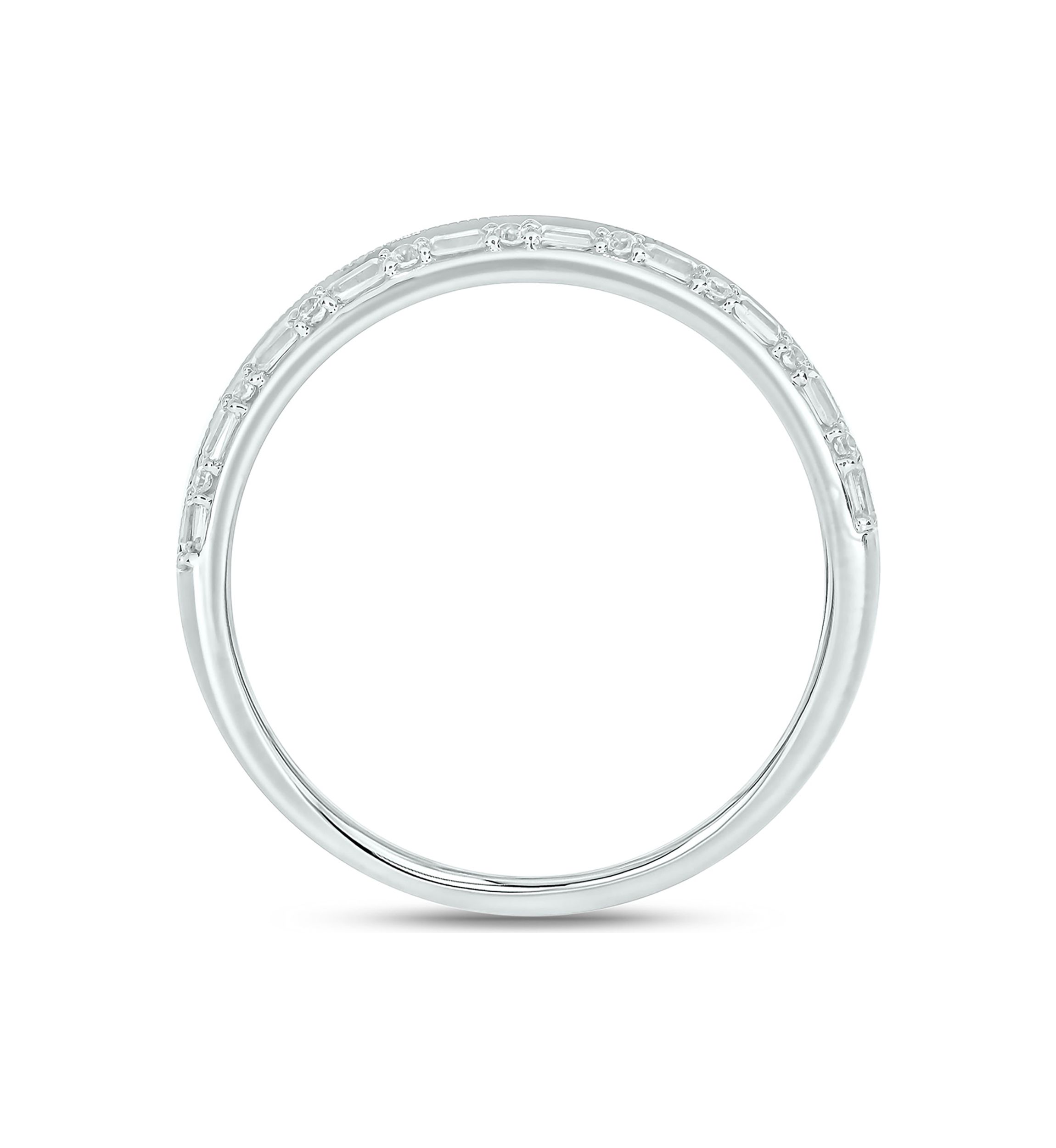 1/5 ct. t.w. Baguette Round White Diamond Anniversary Band in 14K White Gold 