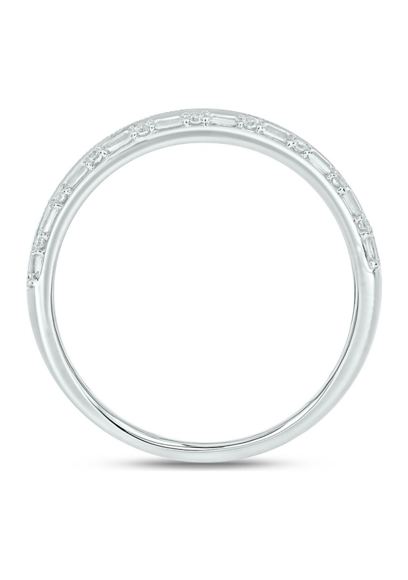1/5 ct. t.w. Baguette Round White Diamond Anniversary Band in 14K White Gold 