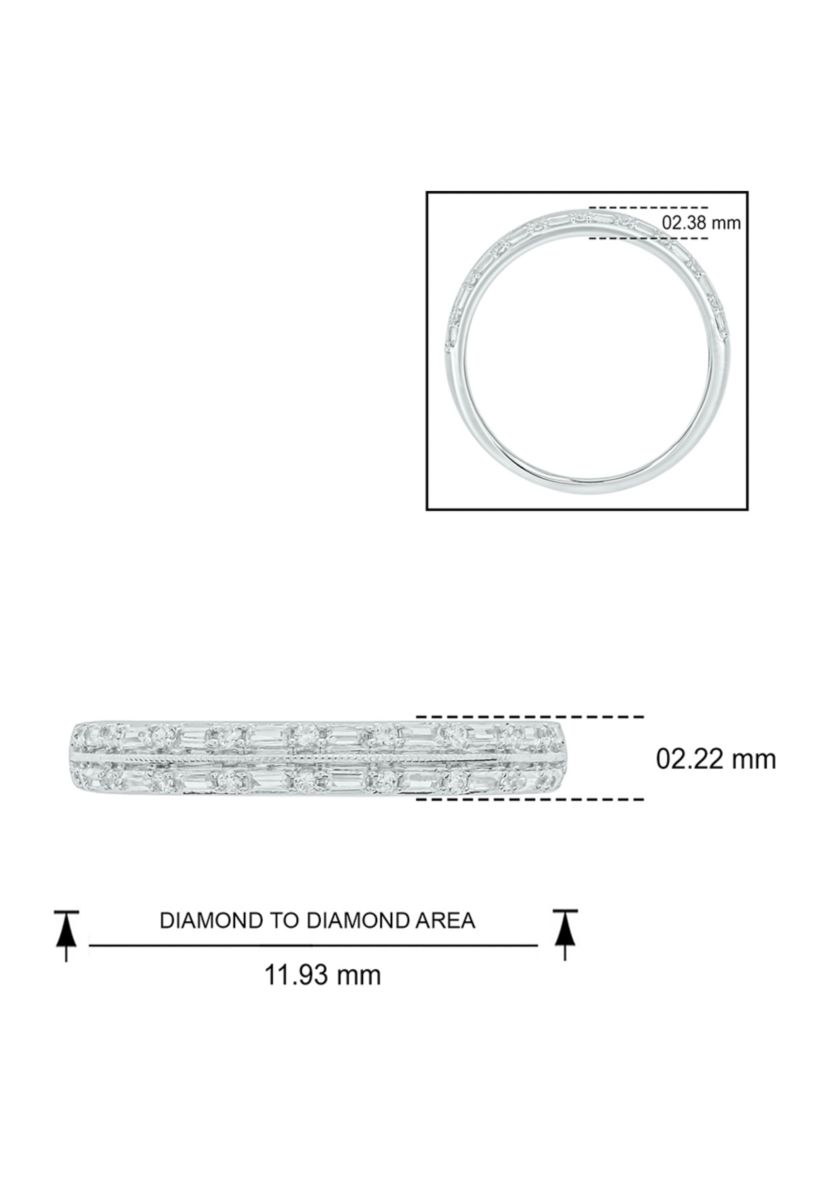 1/5 ct. t.w. Baguette Round White Diamond Anniversary Band in 14K White Gold 
