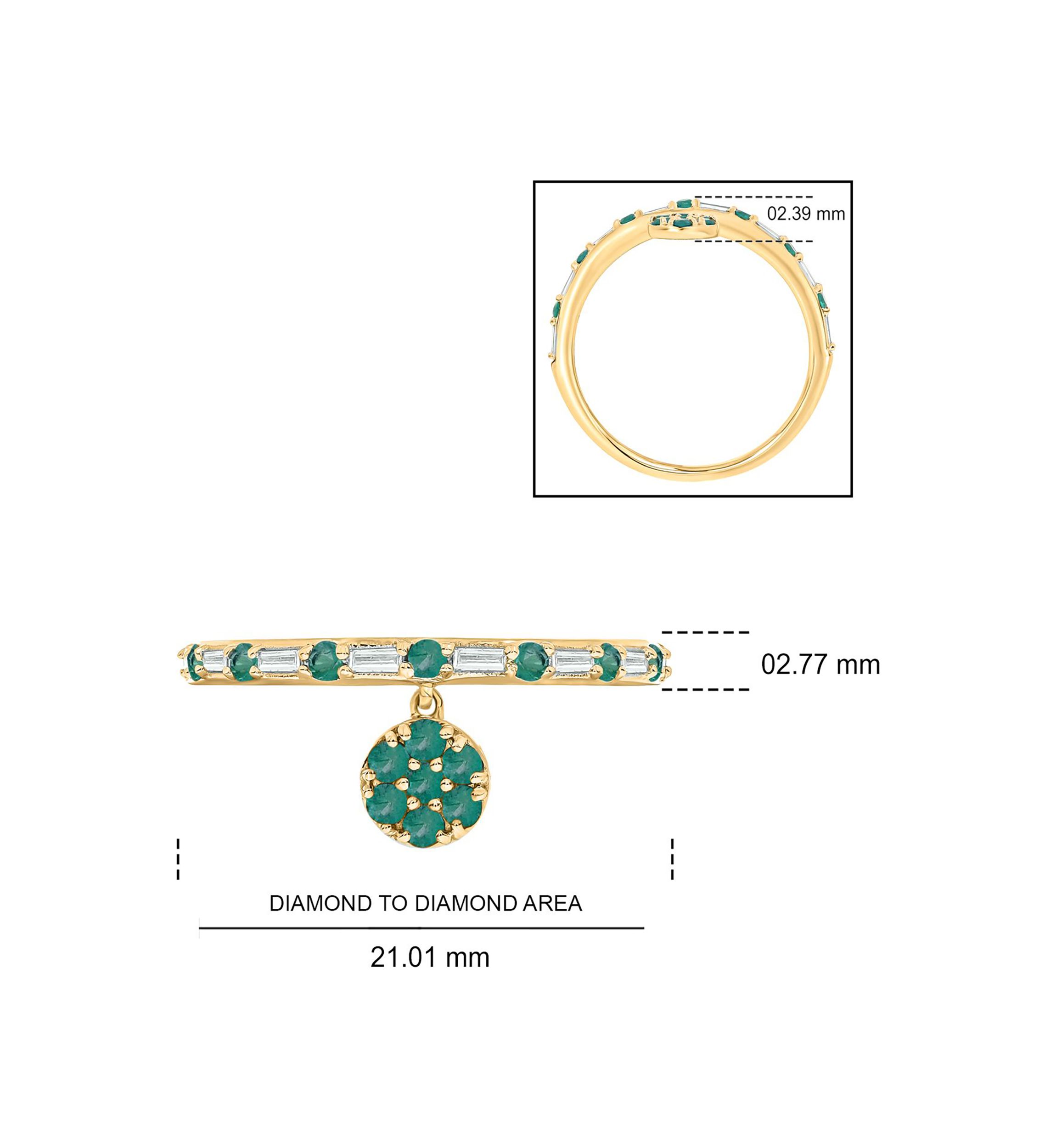1/10 ct. t.w. Diamond and 3/8 ct. t.w. Natural Emerald Color stone Charm Ring In 14K Yellow Gold