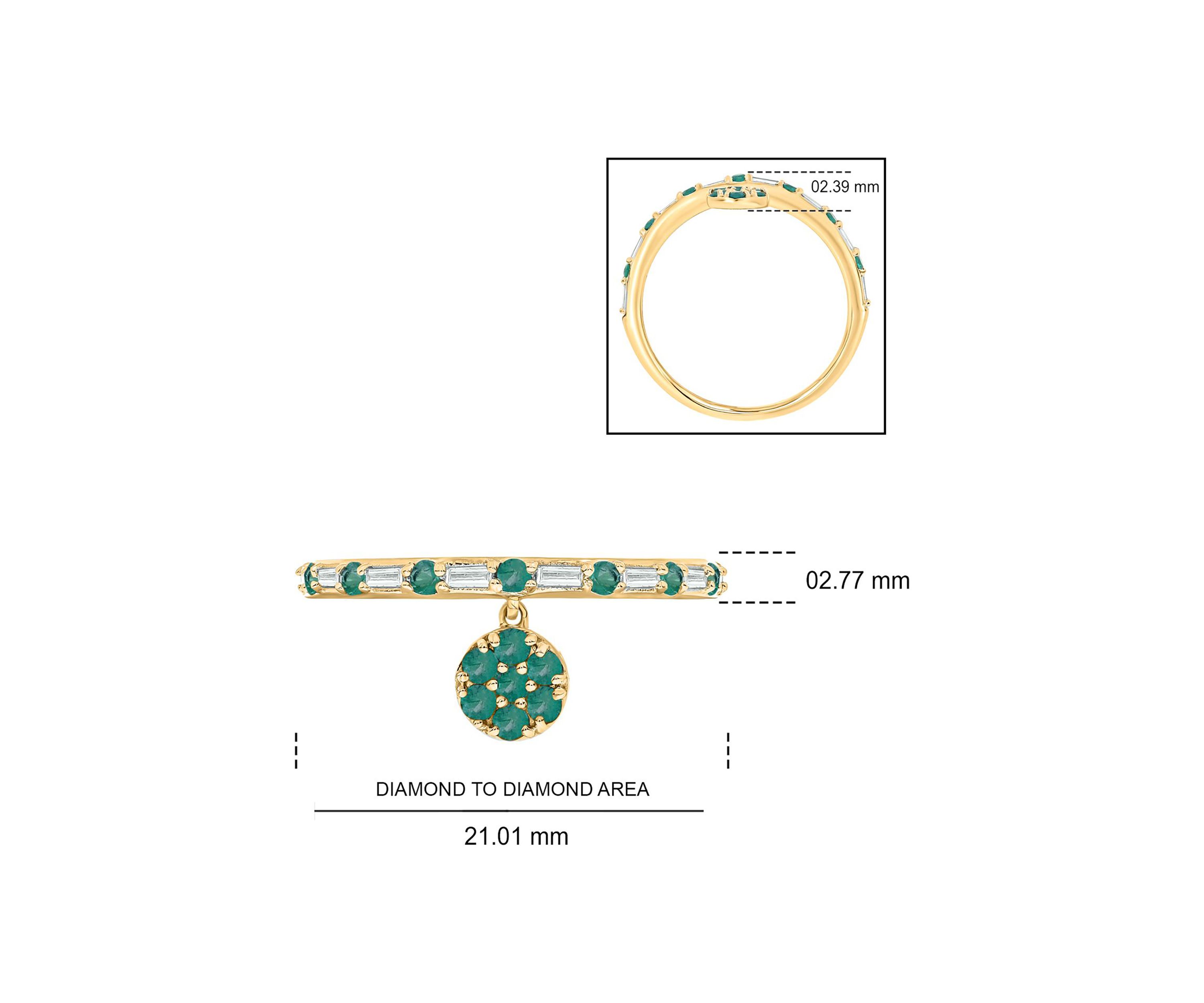 1/10 ct. t.w. Diamond and 3/8 ct. t.w. Natural Emerald Color stone Charm Ring In 14K Yellow Gold