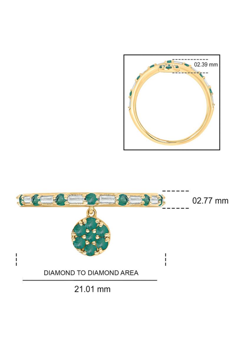 1/10 ct. t.w. Diamond and 3/8 ct. t.w. Natural Emerald Color stone Charm Ring In 14K Yellow Gold