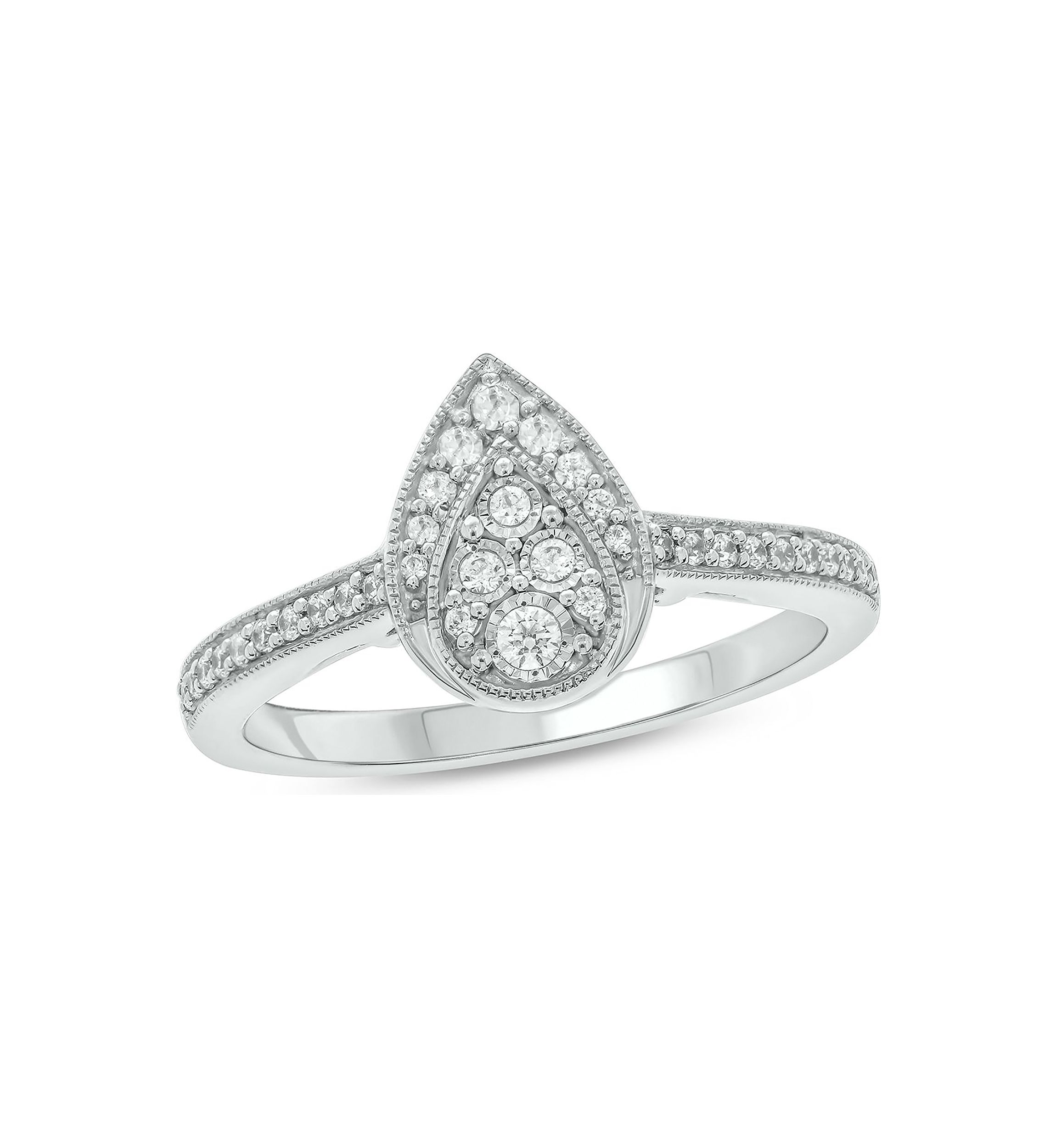 1/5 ct. t.w. Diamond Pear Shape Fashion Ring In Sterling Silver