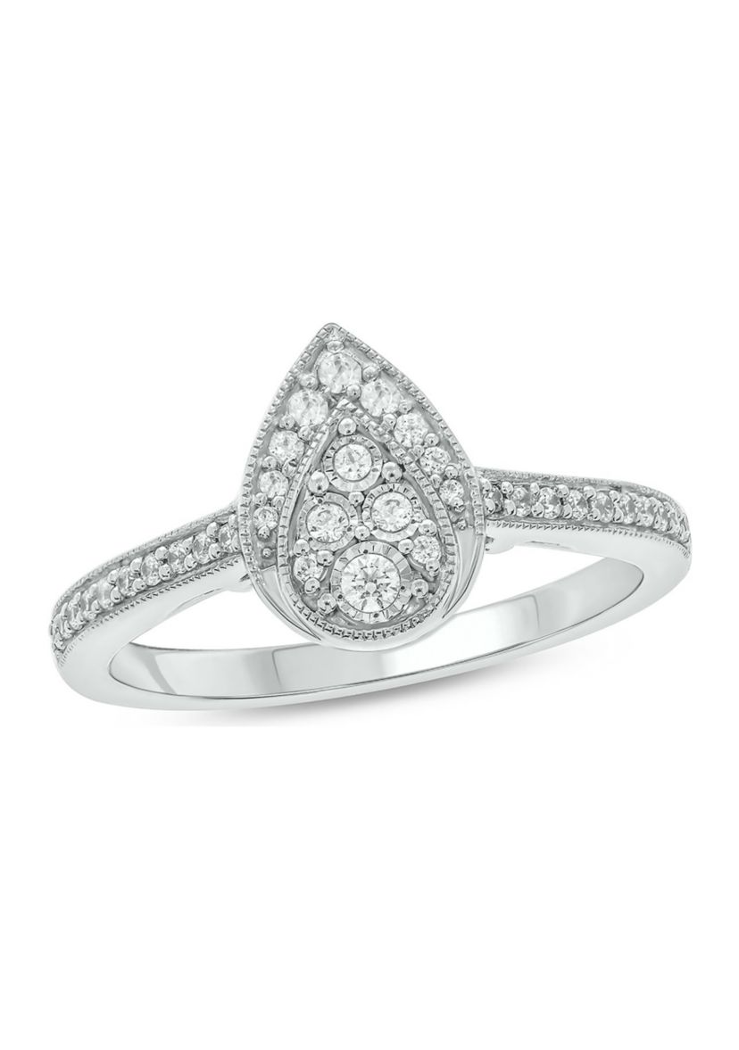1/5 ct. t.w. Diamond Pear Shape Fashion Ring In Sterling Silver