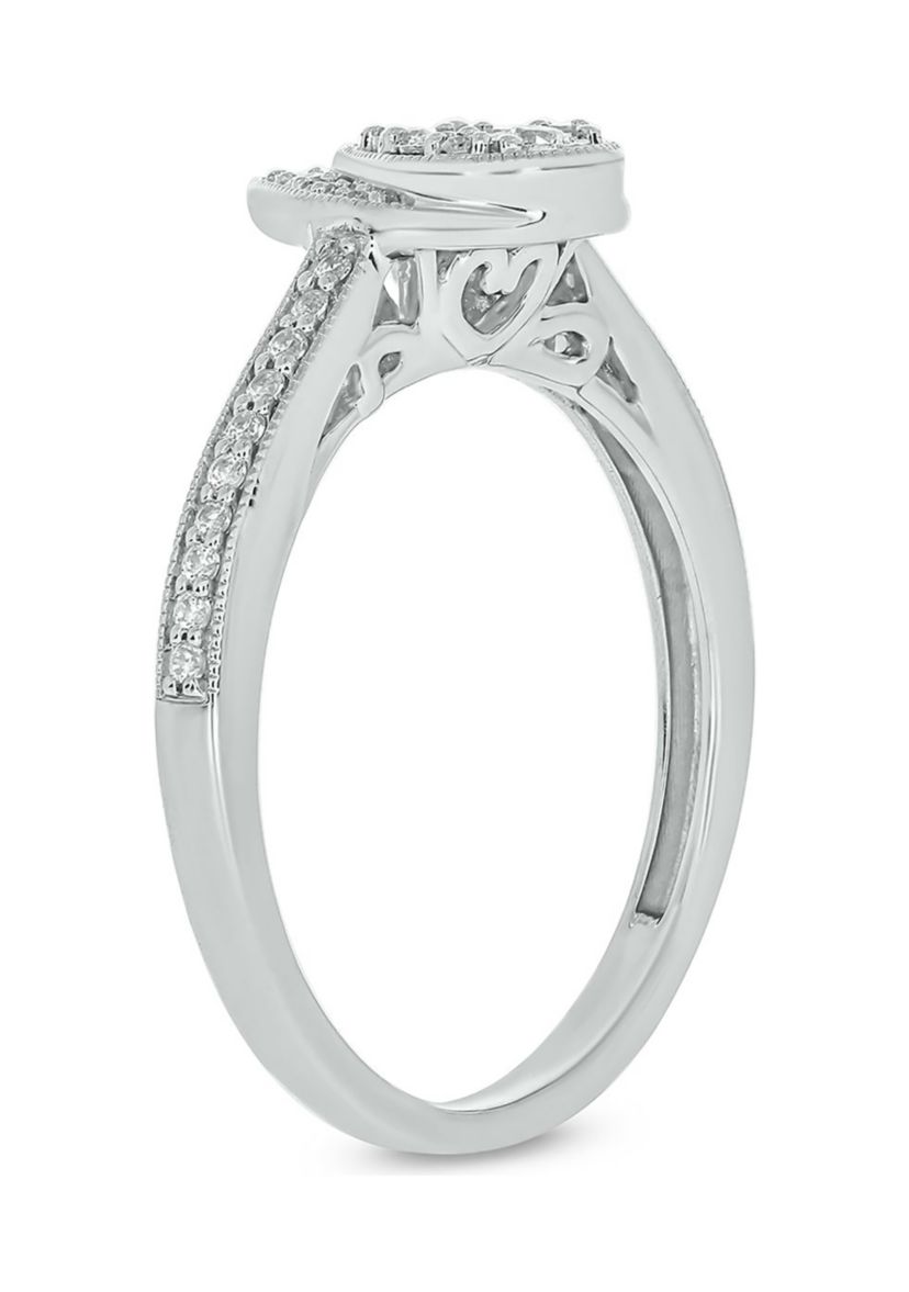 1/5 ct. t.w. Diamond Pear Shape Fashion Ring In Sterling Silver