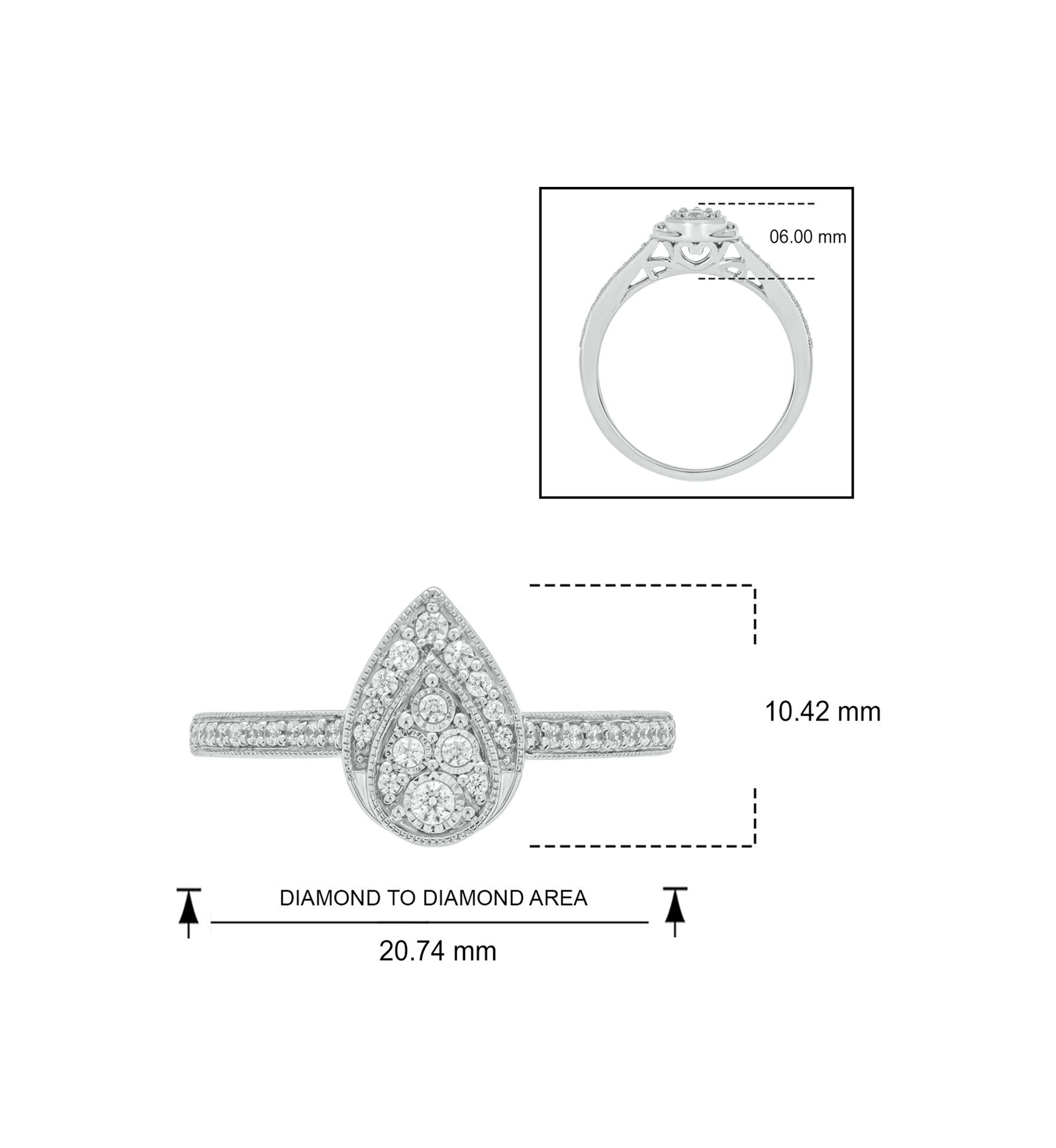 1/5 ct. t.w. Diamond Pear Shape Fashion Ring In Sterling Silver