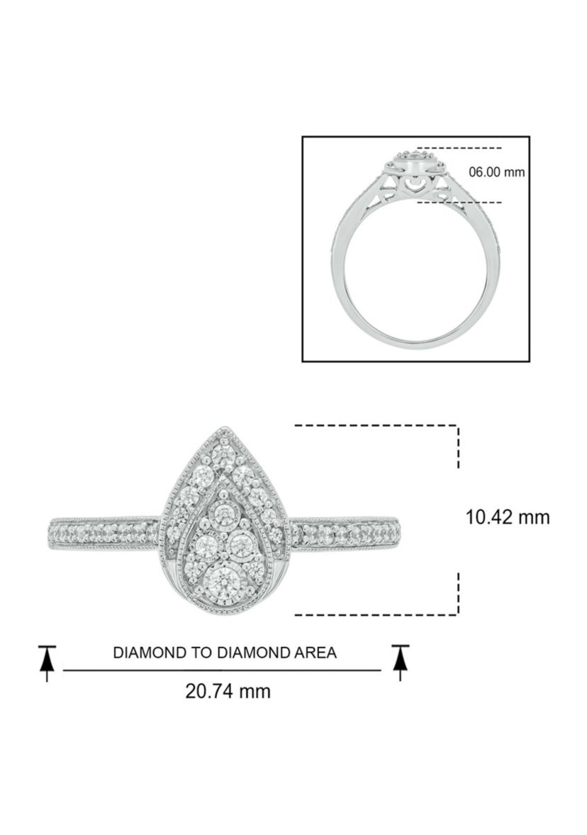 1/5 ct. t.w. Diamond Pear Shape Fashion Ring In Sterling Silver