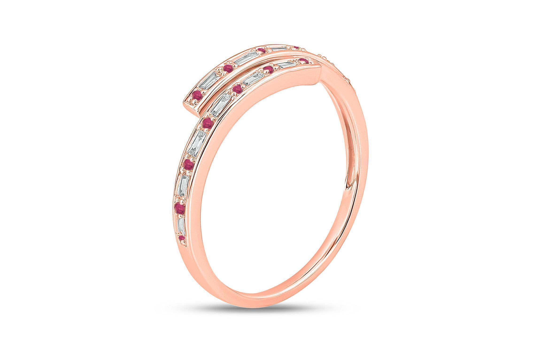 1/10 ct. t.w. Diamond and 1/5 ct. t.w. Natural Blue sapphire Bypass Ring In 14K Rose Gold