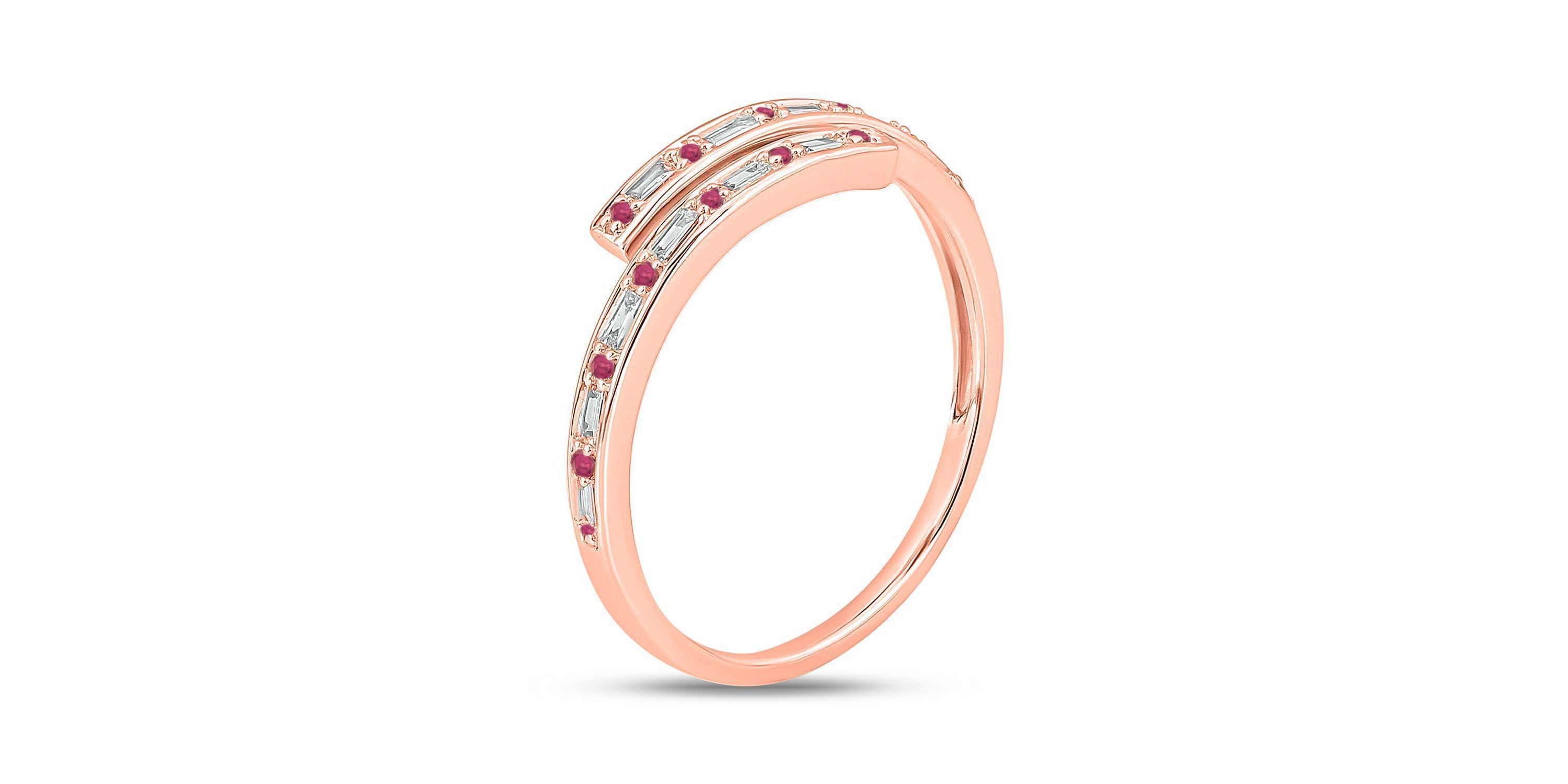 1/10 ct. t.w. Diamond and 1/5 ct. t.w. Natural Blue sapphire Bypass Ring In 14K Rose Gold