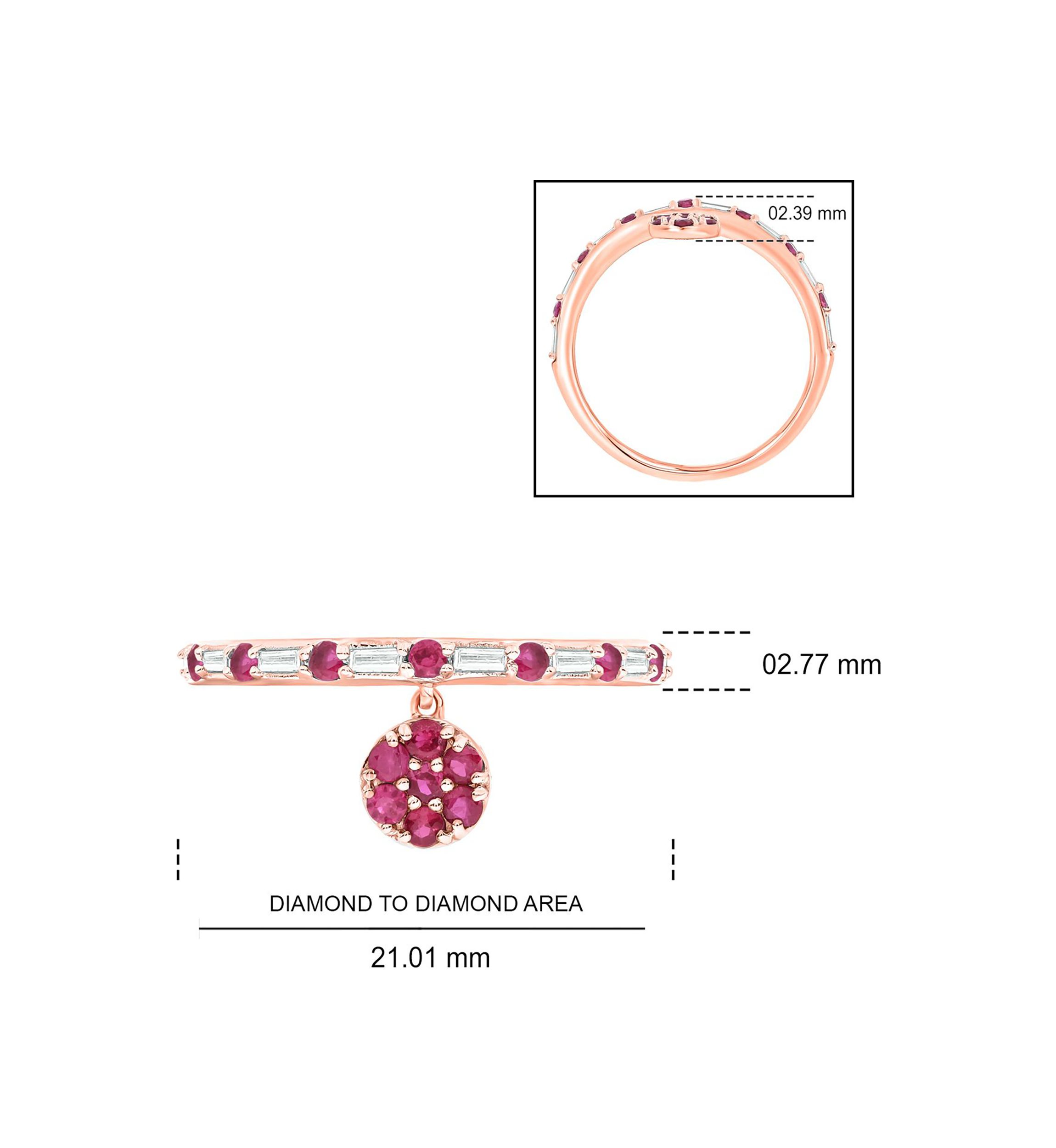 1/10 ct. t.w. Diamond and 3/8 ct. t.w. Natural Ruby Color stone Charm Ring In 14K Rose Gold