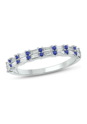Belk & Co 1/3 ct. t.w. Diamond & Blue Sapphire Anniversary Band in 14K White Gold, 5