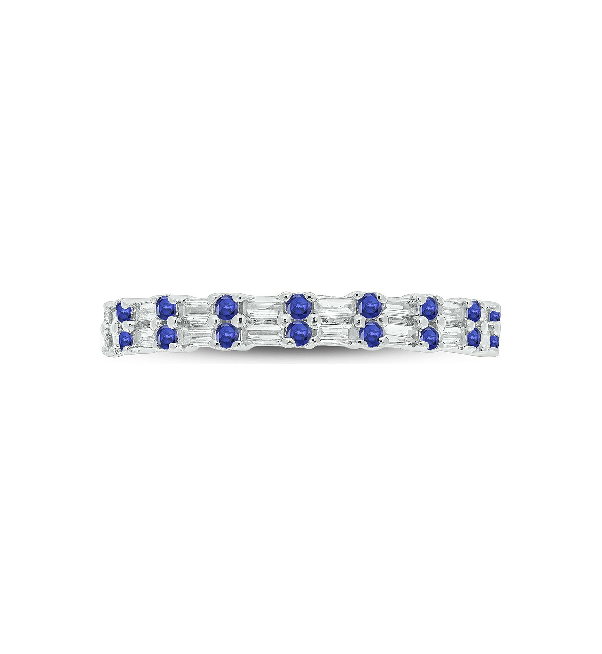 1/3 ct. t.w. Diamond & Blue Sapphire Anniversary Band in 14K White Gold