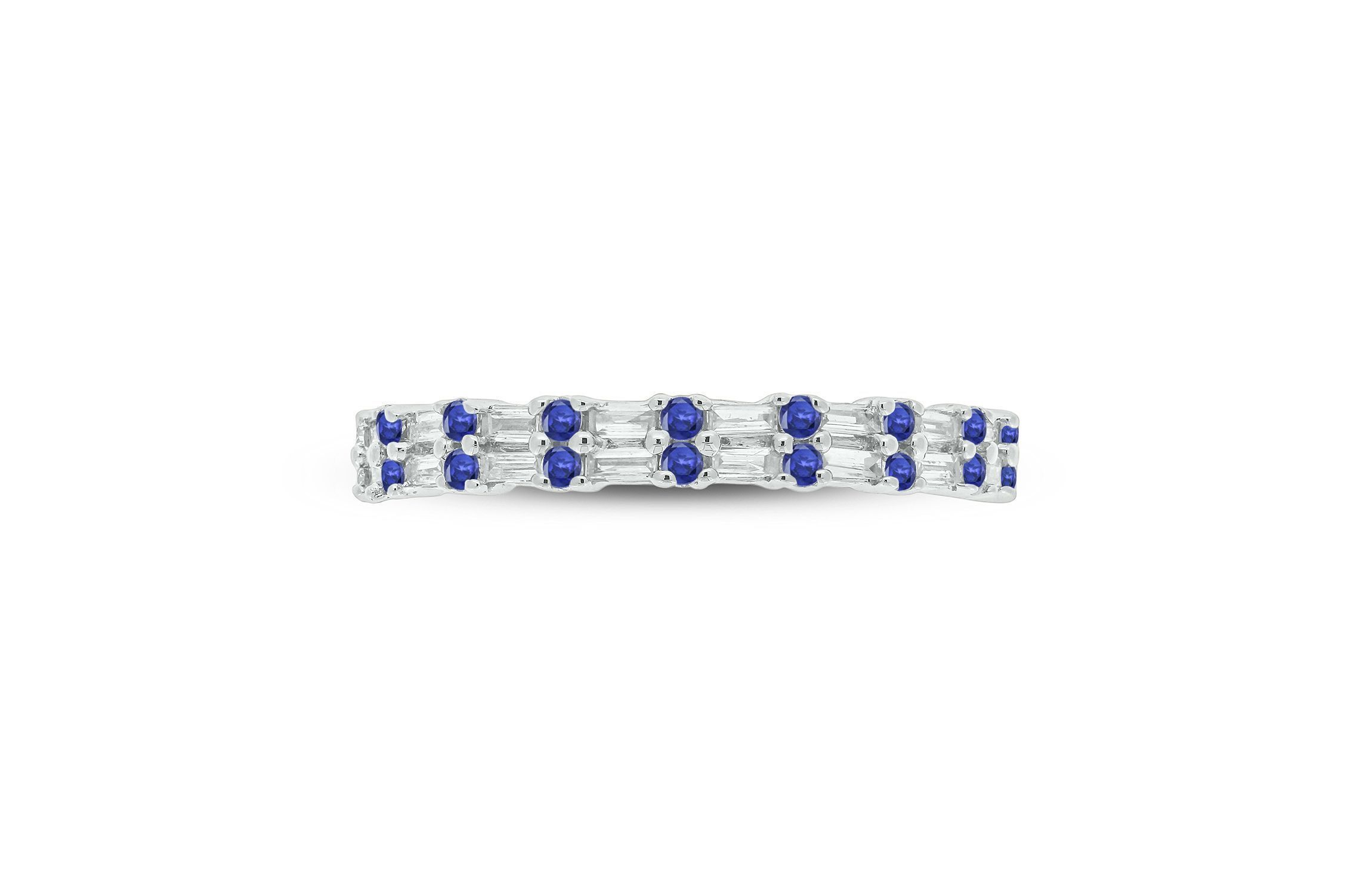 1/3 ct. t.w. Diamond & Blue Sapphire Anniversary Band in 14K White Gold