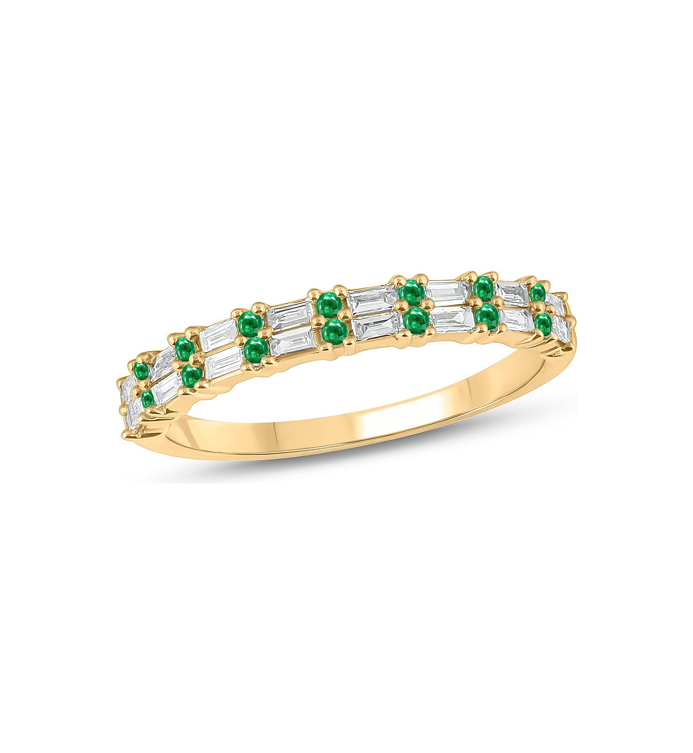 1/3 ct. t.w. Diamond & Emerald Anniversary Band in 14K Yellow Gold