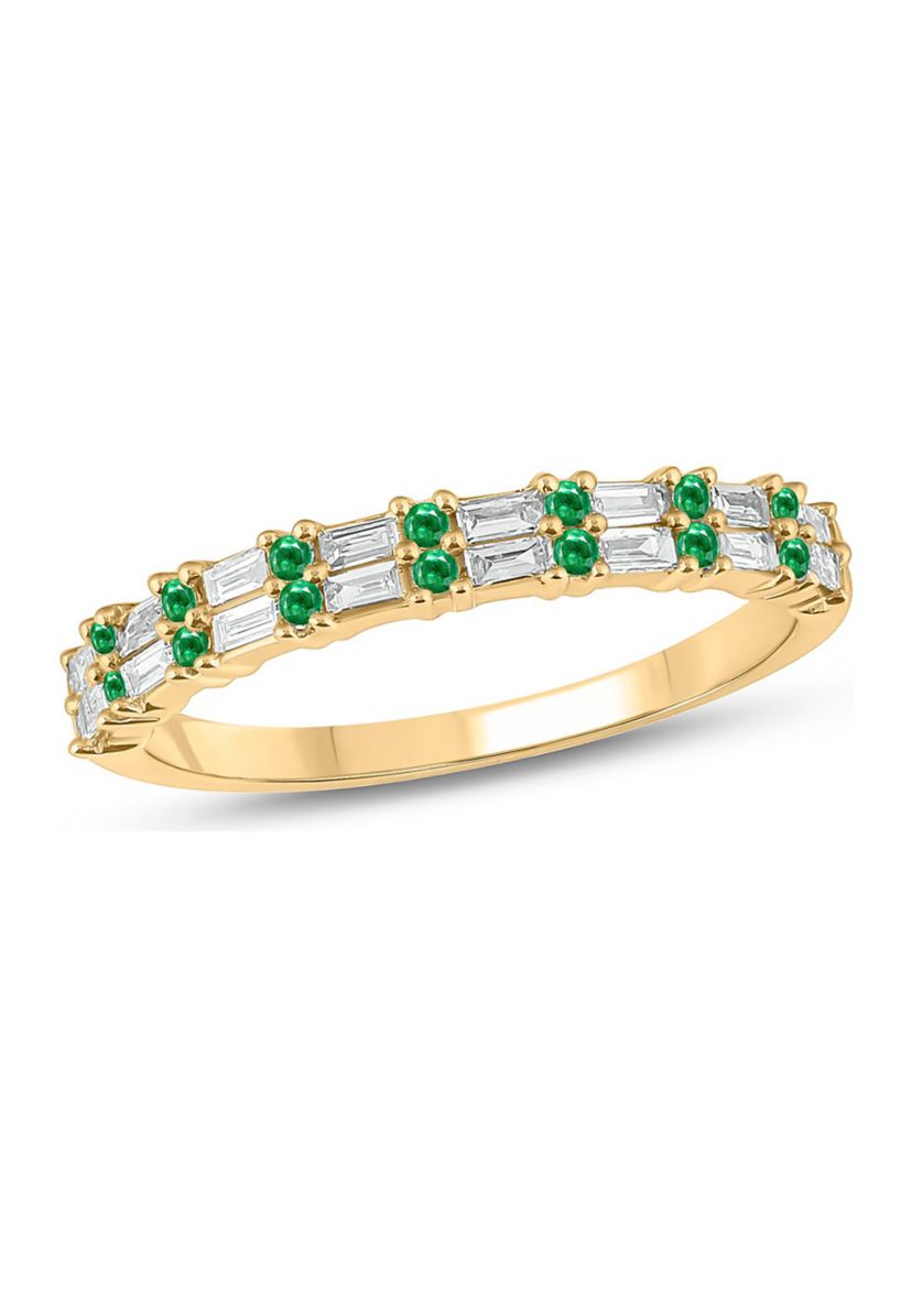 1/3 ct. t.w. Diamond & Emerald Anniversary Band in 14K Yellow Gold