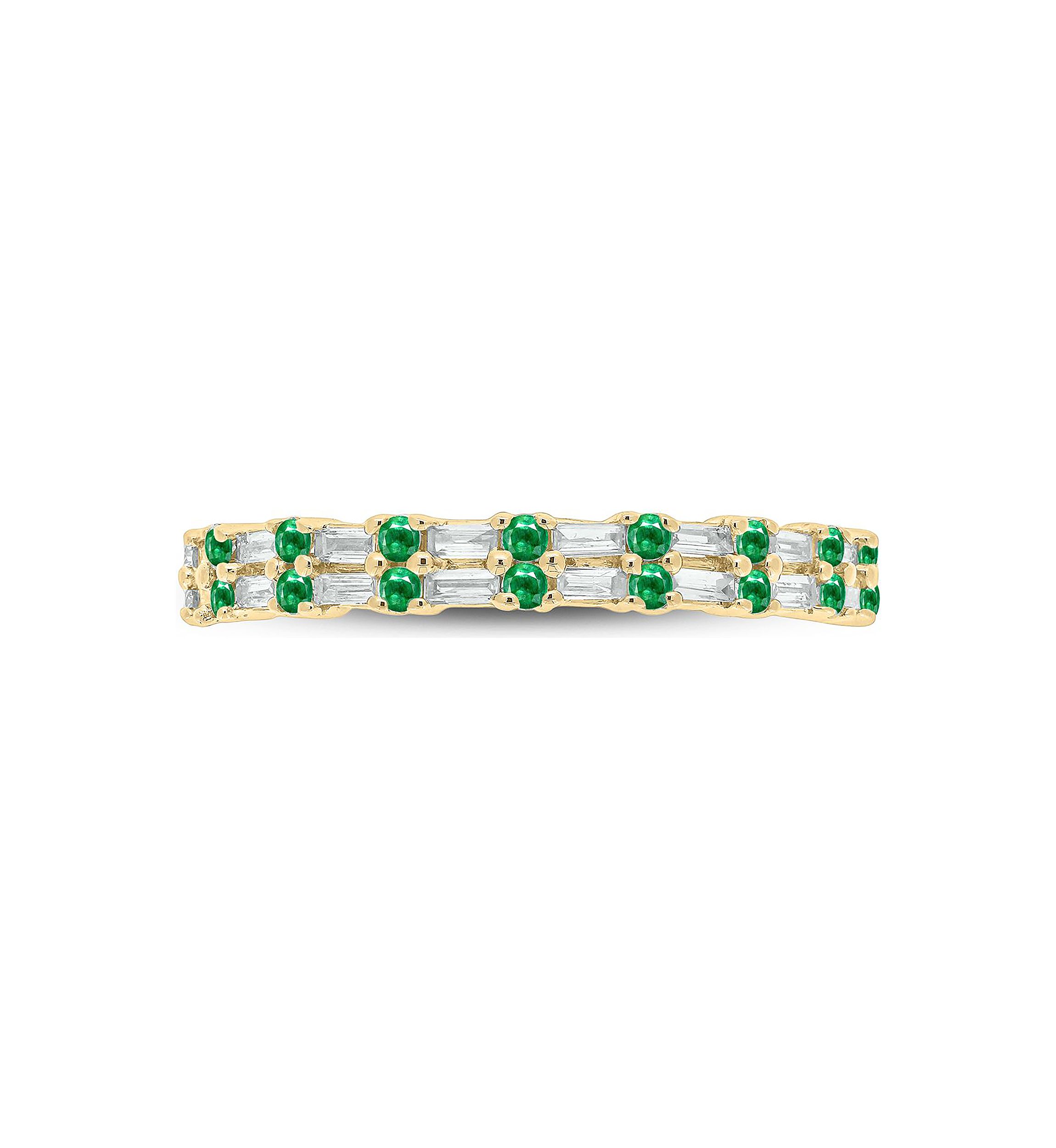 1/3 ct. t.w. Diamond & Emerald Anniversary Band in 14K Yellow Gold