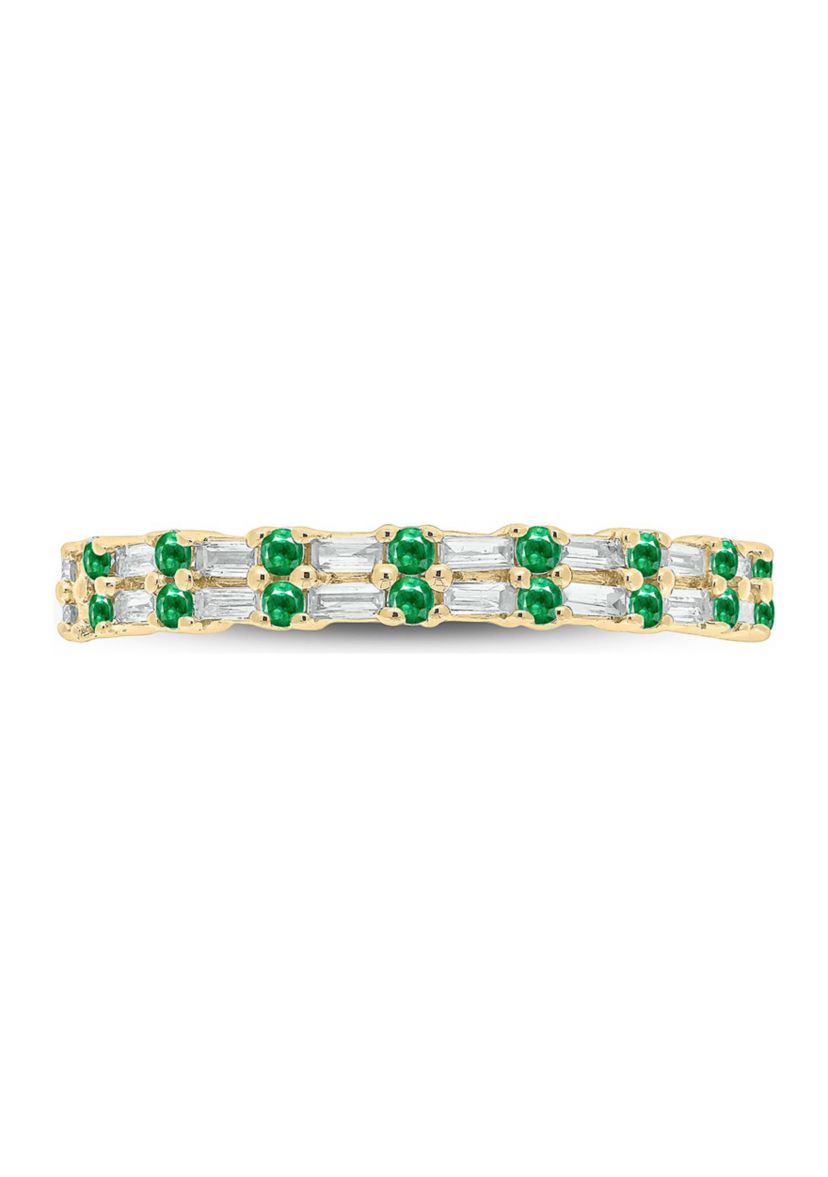 1/3 ct. t.w. Diamond & Emerald Anniversary Band in 14K Yellow Gold