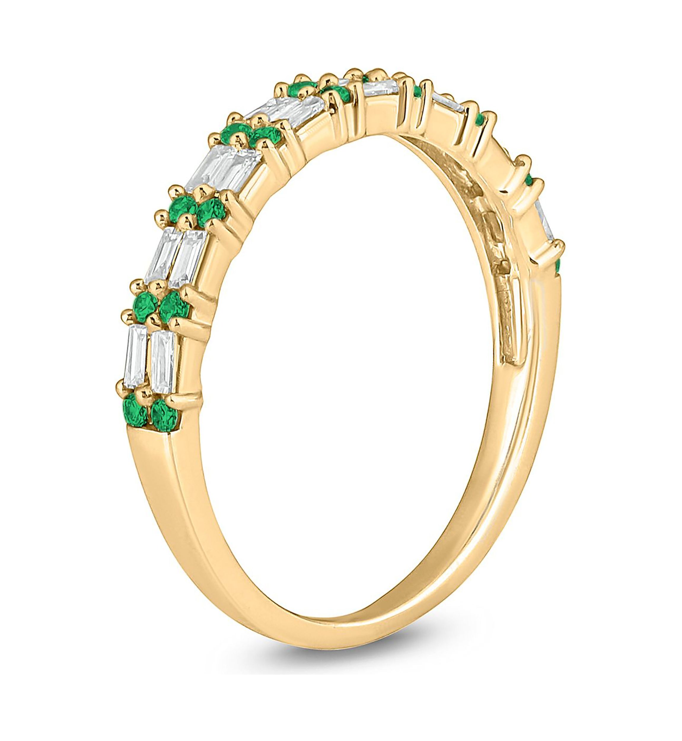 1/3 ct. t.w. Diamond & Emerald Anniversary Band in 14K Yellow Gold