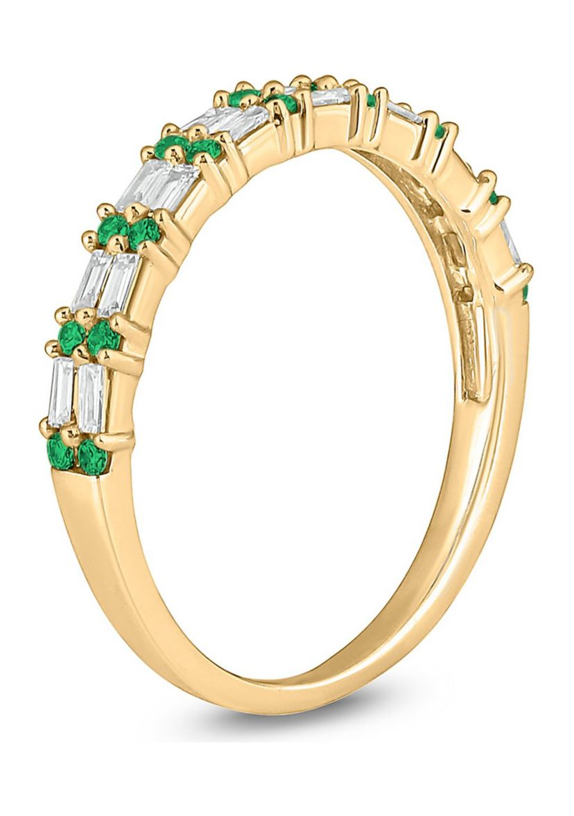 1/3 ct. t.w. Diamond & Emerald Anniversary Band in 14K Yellow Gold